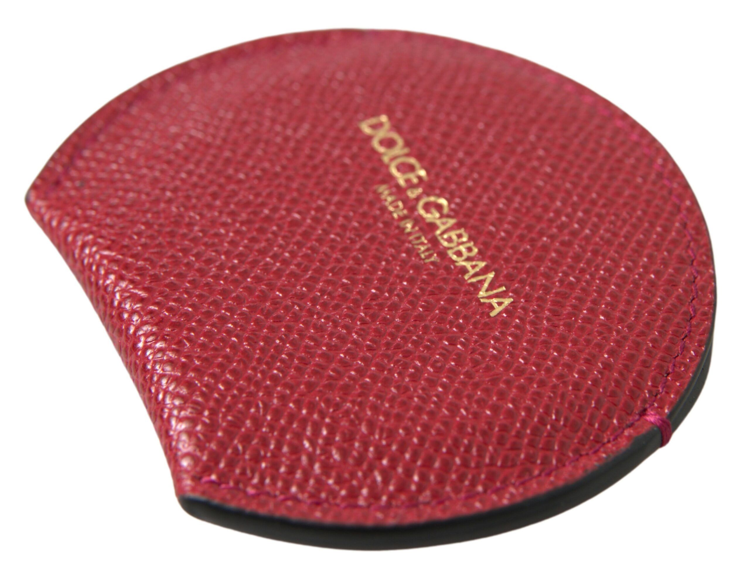 Dolce & Gabbana Chic Red Leather Hand Mirror Women's Holder Size ONE SIZE - 2 Thumbnail