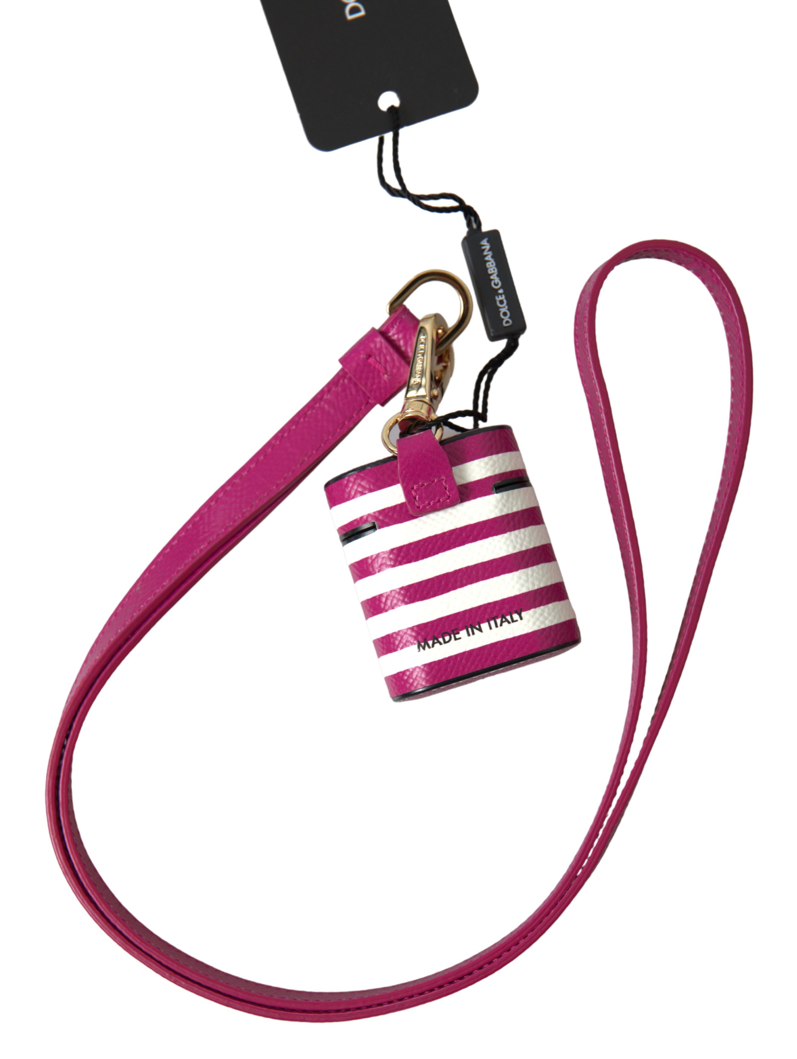 Dolce & Gabbana Chic Fuchsia Leather Airpods Women's Case Size ONE SIZE - 2 Thumbnail