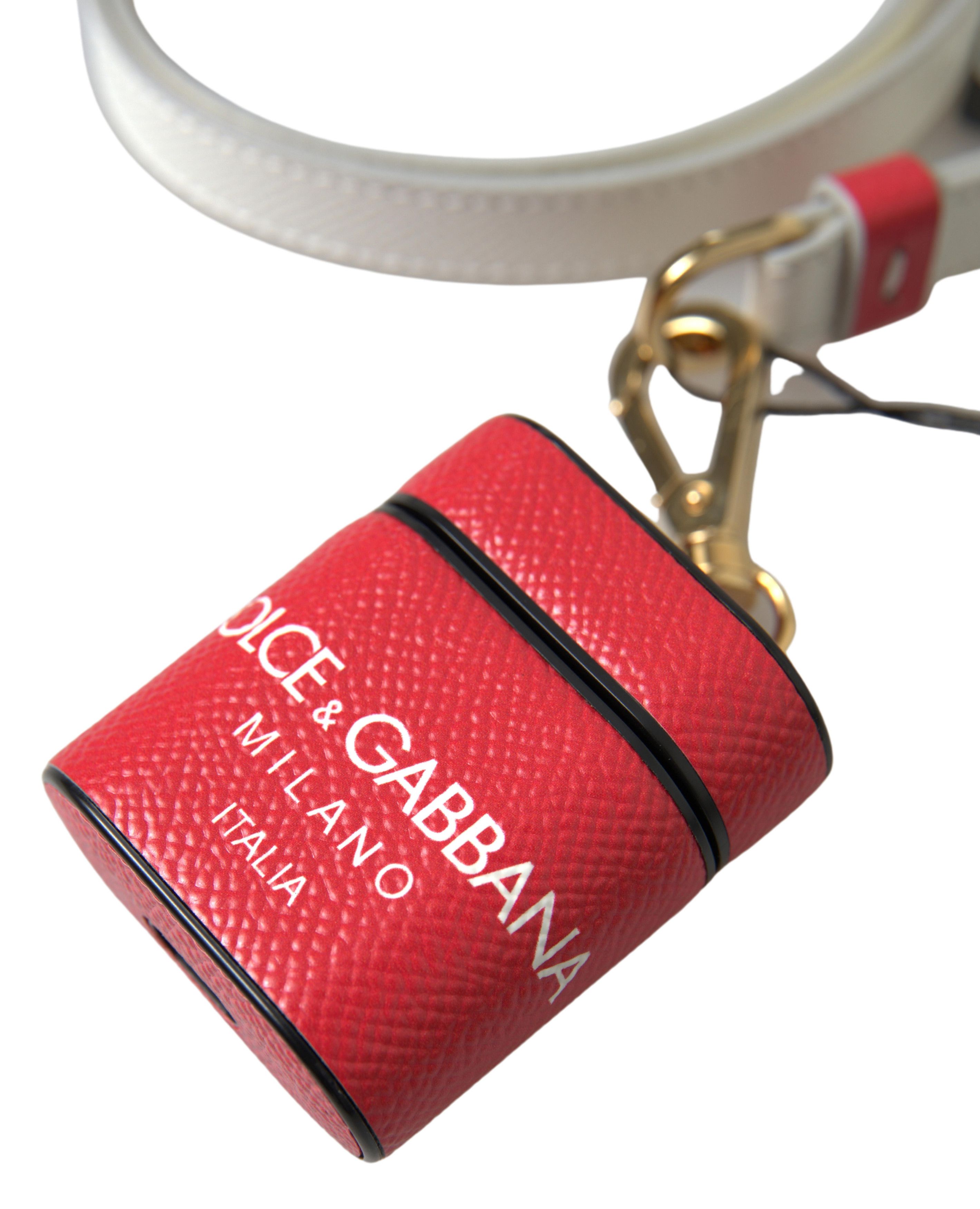 Dolce & Gabbana Elegant Red Leather Airpods Women's Case Size ONE SIZE - 3 Thumbnail