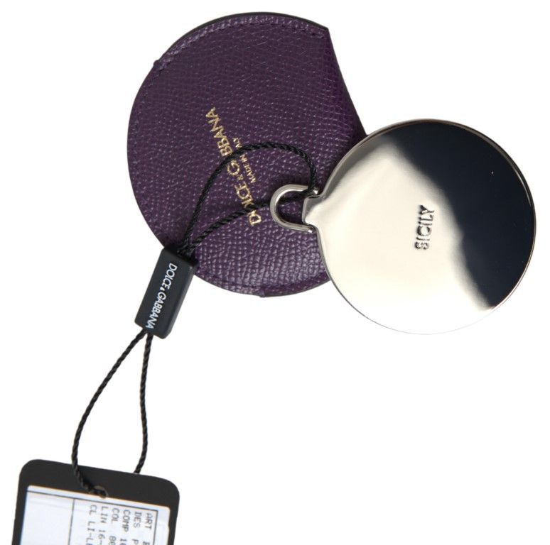 Dolce & Gabbana Elegant Purple Leather Mirror Women's Holder Size ONE SIZE - 4 Thumbnail