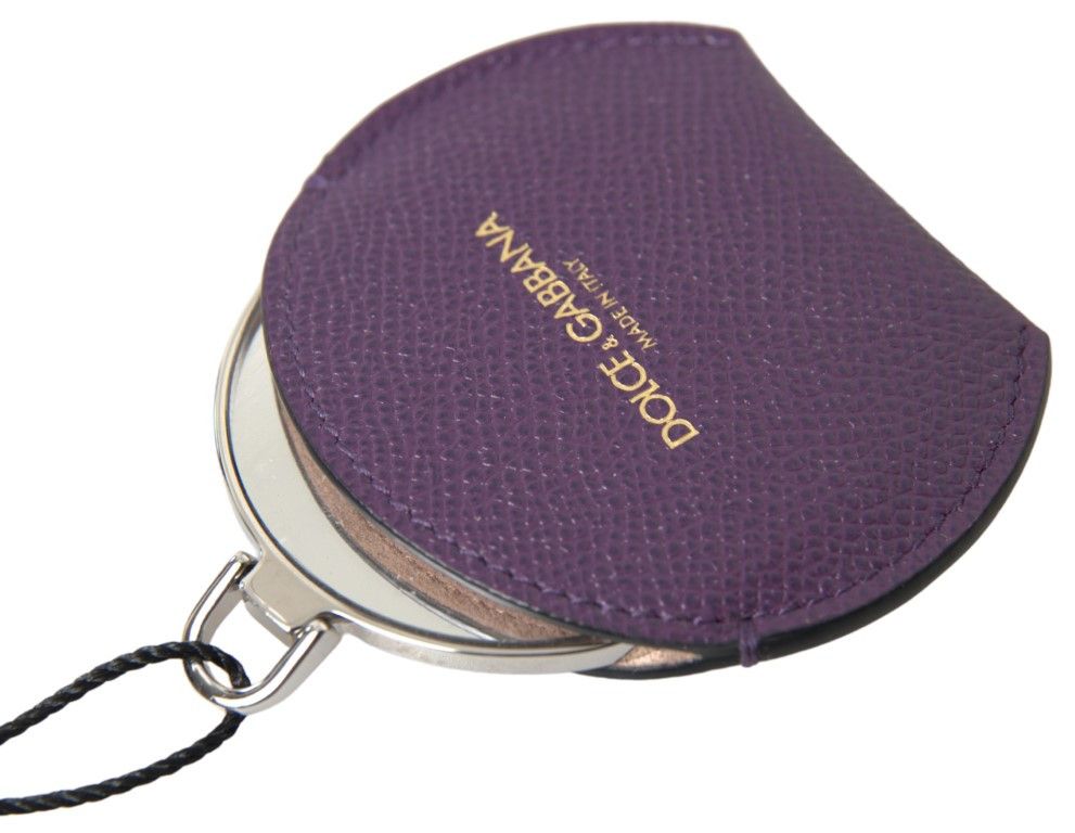 Dolce & Gabbana Elegant Purple Leather Mirror Women's Holder Size ONE SIZE - 3 Thumbnail