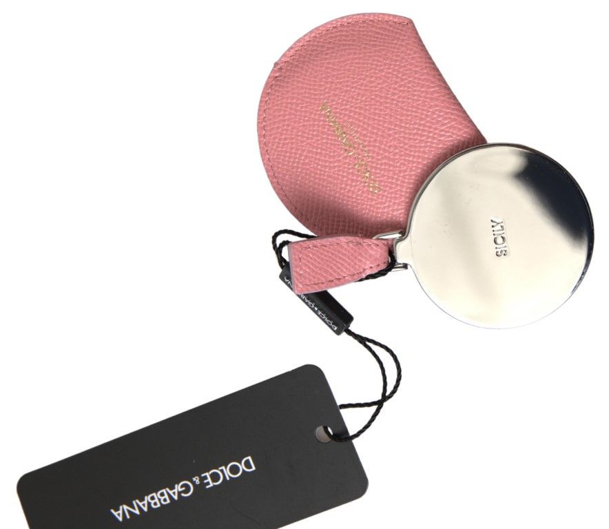 Dolce & Gabbana Chic Pink Leather Hand Mirror Women's Holder Size ONE SIZE - 4 Thumbnail