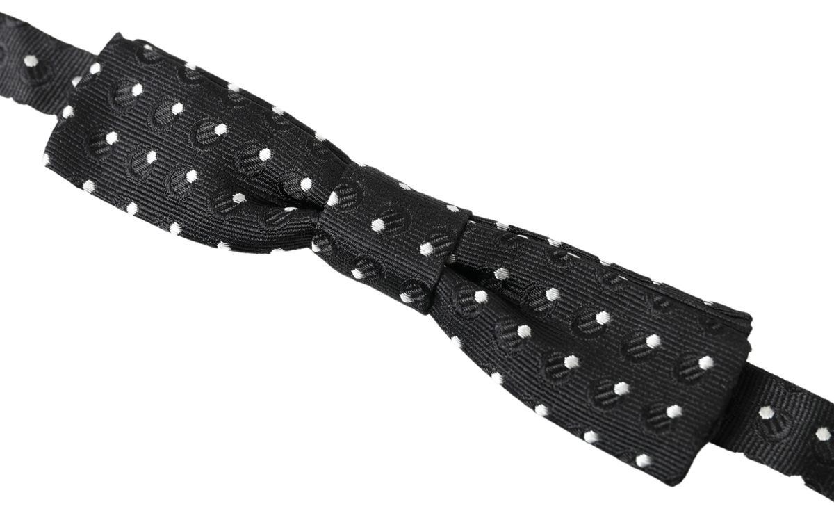 Dolce & Gabbana Elegant Silk Black Bow Tie with Signature Men's Clasp Size ONE SIZE - 2 Thumbnail