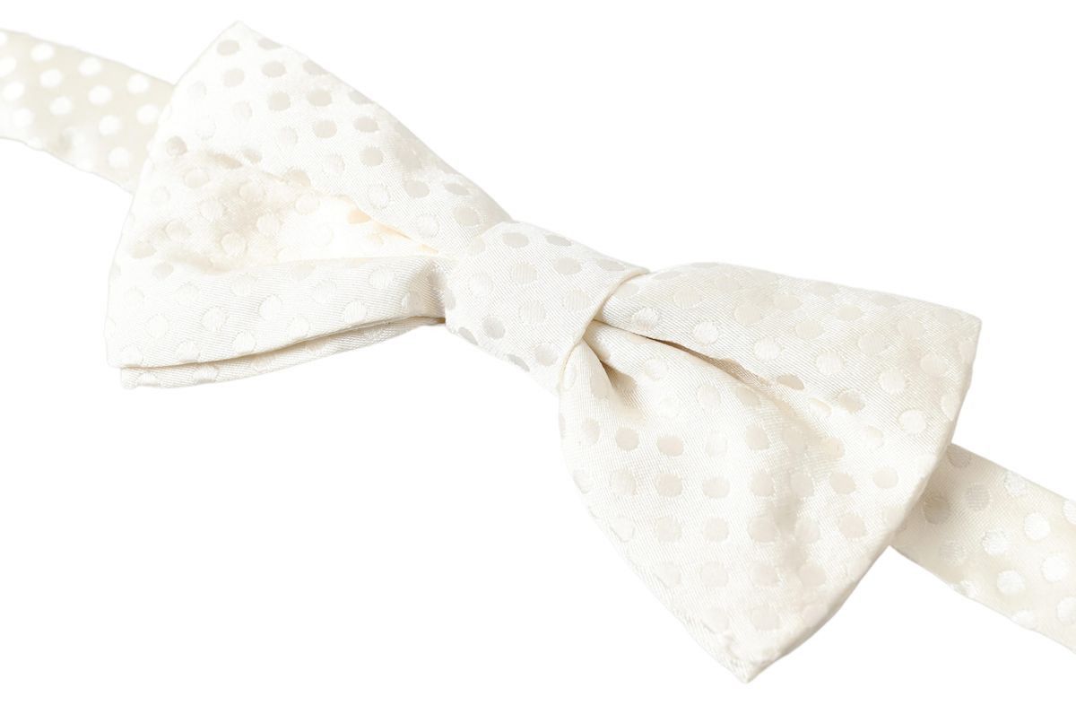 Dolce & Gabbana Elegant Ivory Fantasy Pattern Silk Bow Men's Tie Size ONE SIZE - 2 Thumbnail