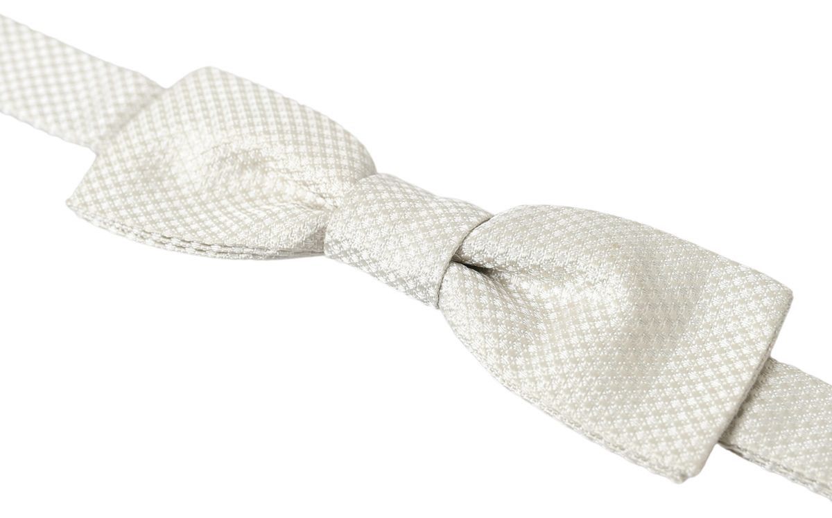 Dolce & Gabbana Elegant Ivory Silk Bow Men's Tie Size ONE SIZE - 2 Thumbnail