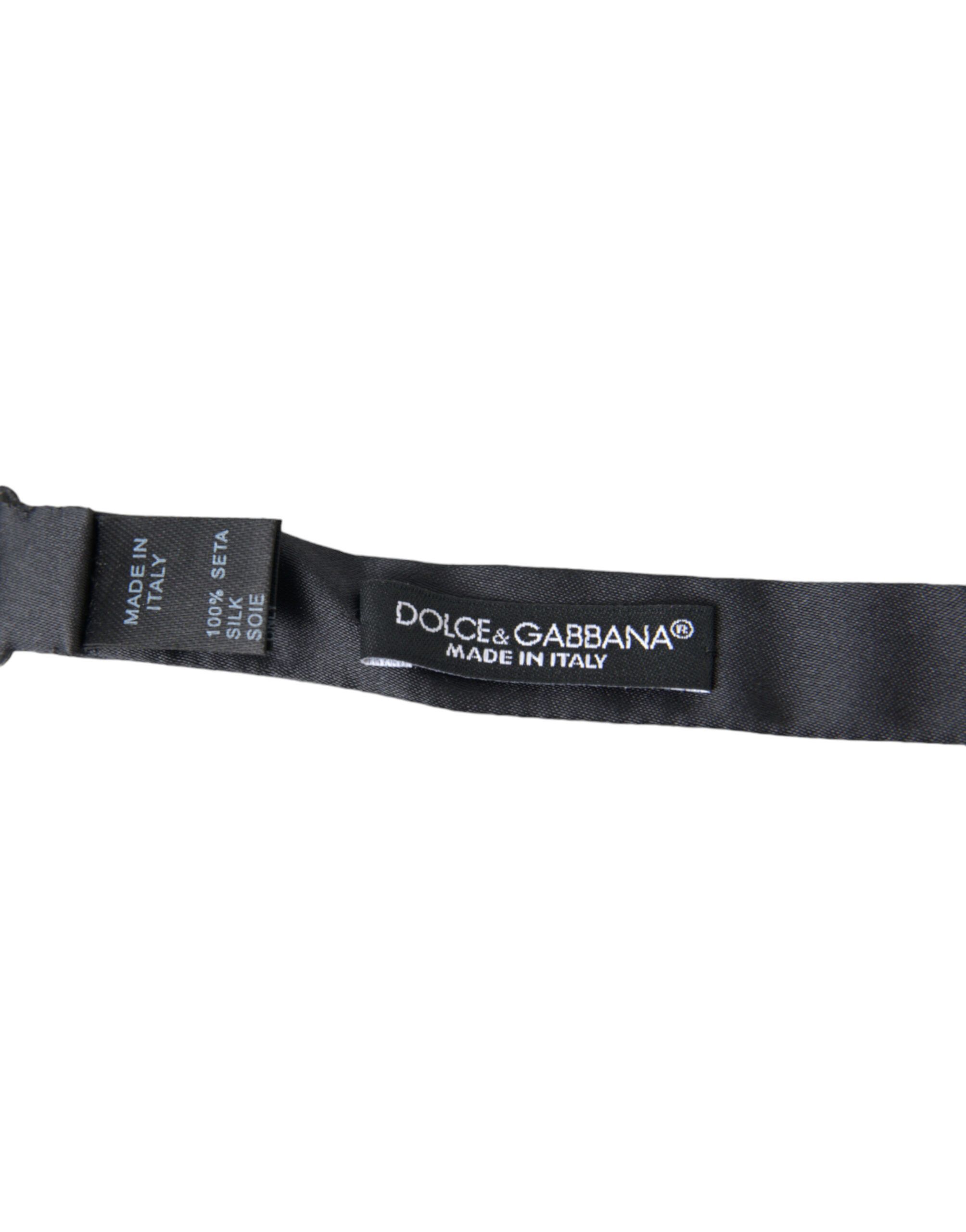 Dolce & Gabbana Elegant Anthracite Gray Silk Bow Men's Tie Size ONE SIZE - 3 Thumbnail