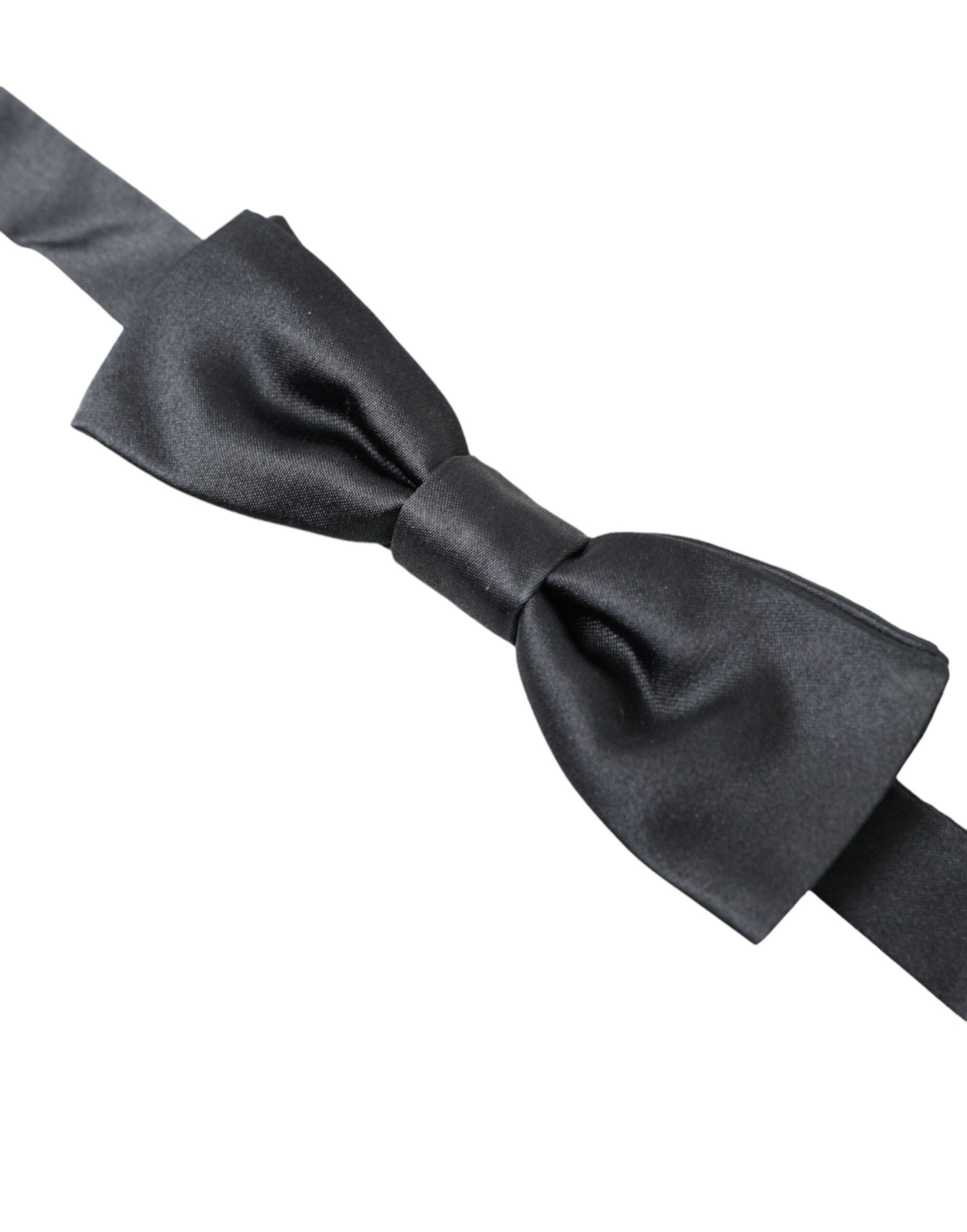 Dolce & Gabbana Elegant Anthracite Gray Silk Bow Men's Tie Size ONE SIZE - 2 Thumbnail