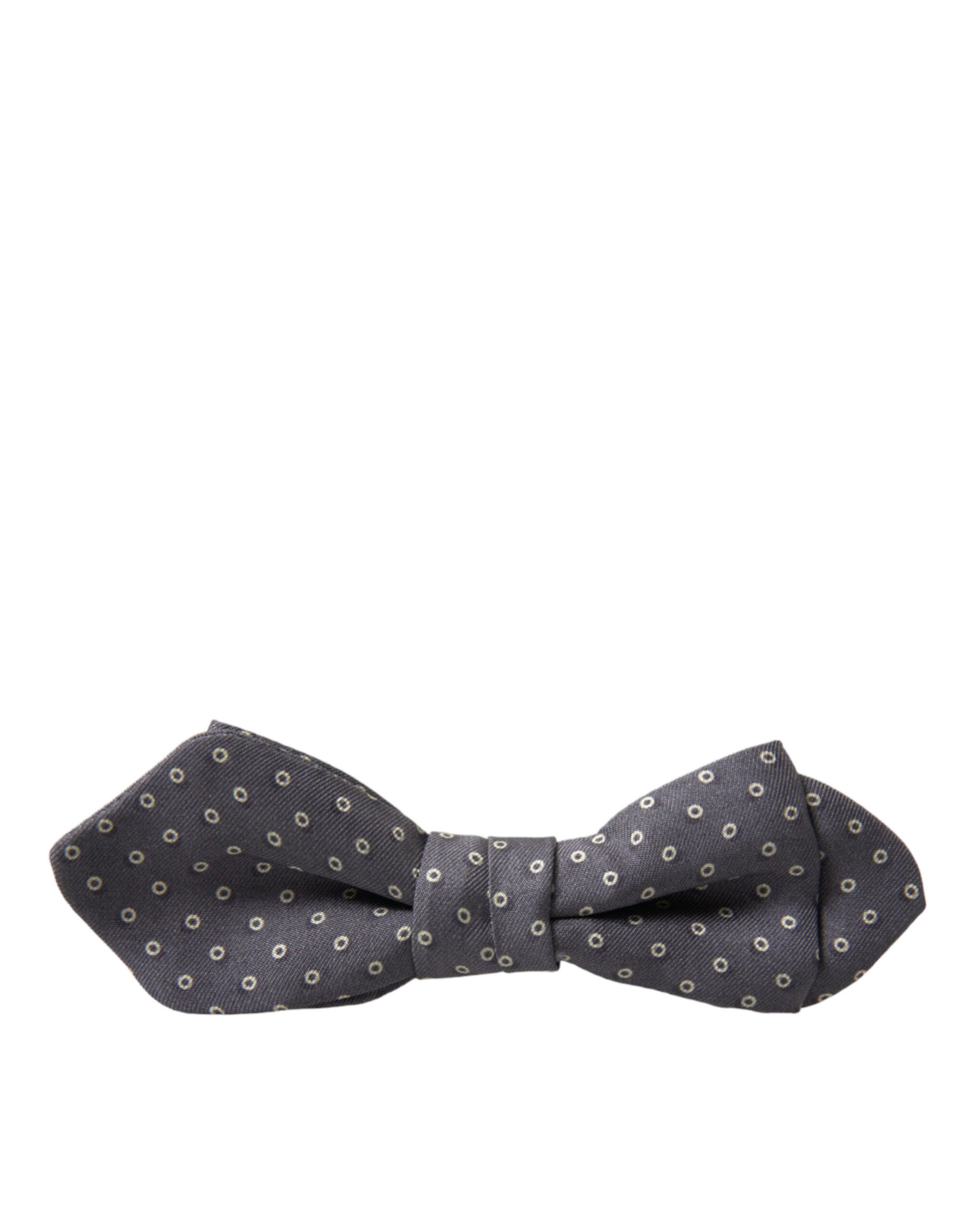 Dolce & Gabbana Elegant Silk Gray Polka Dot Bow Men's Tie Size ONE SIZE - 4 Thumbnail