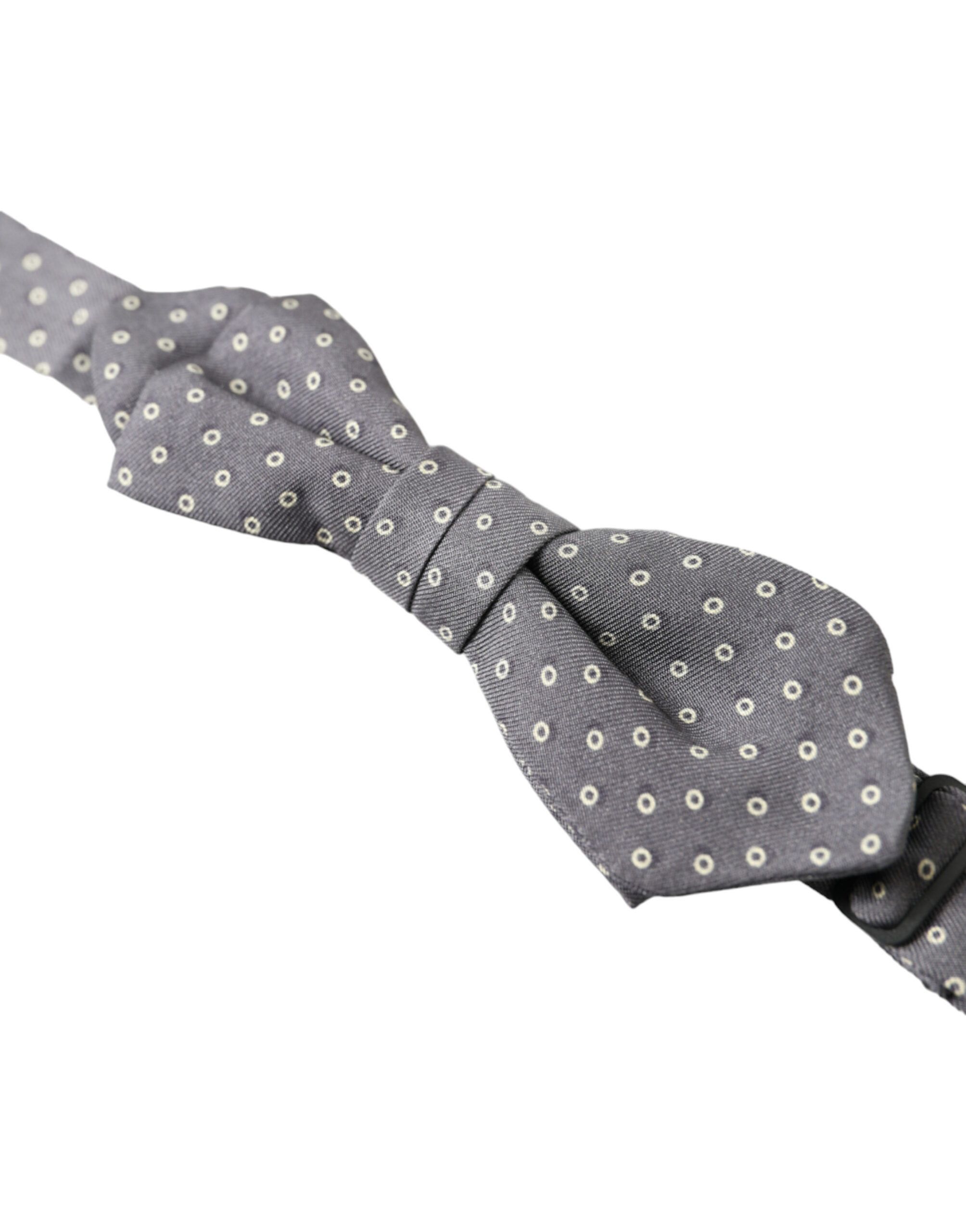 Dolce & Gabbana Elegant Silk Gray Polka Dot Bow Men's Tie Size ONE SIZE - 2 Thumbnail