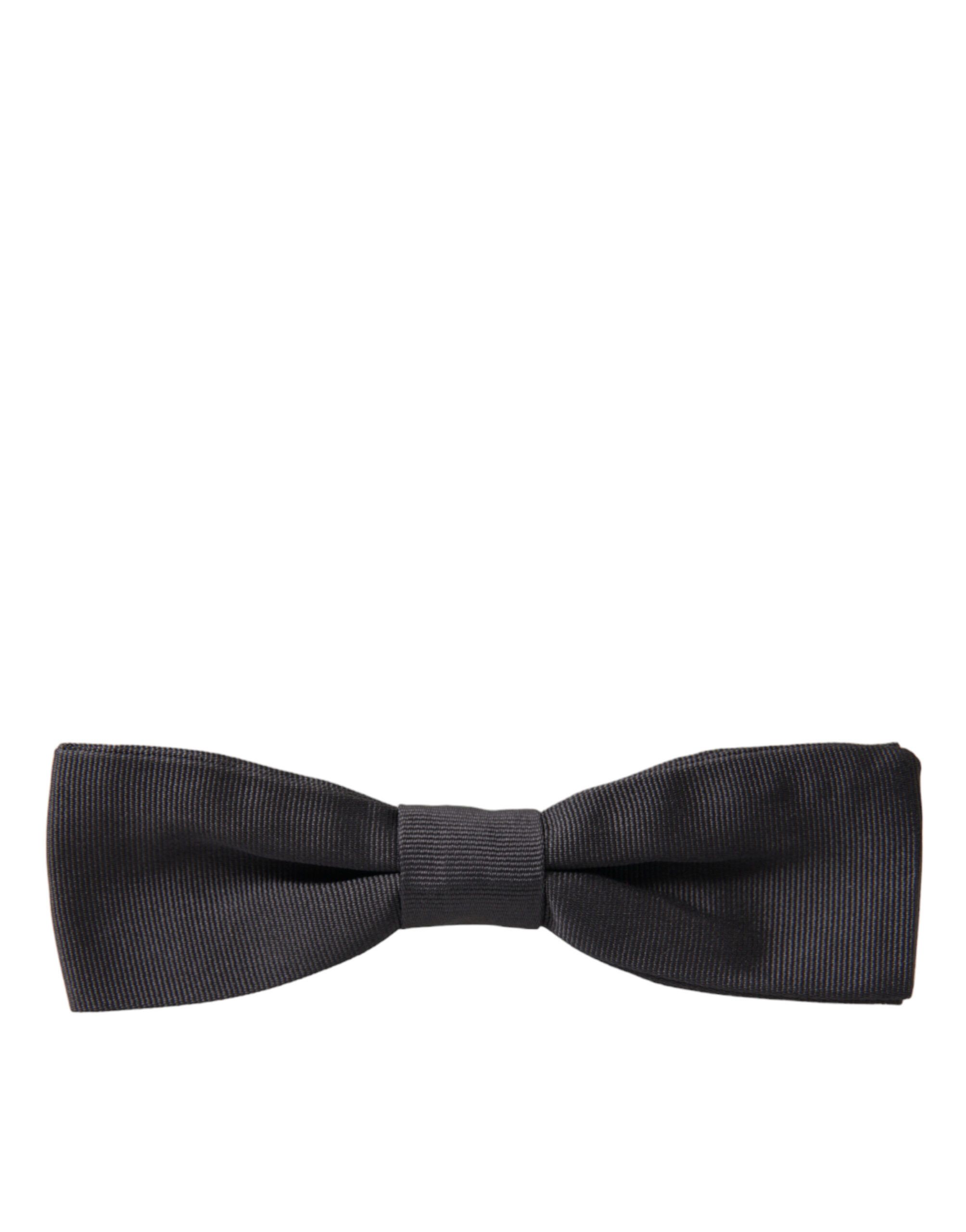 Dolce & Gabbana Elegant Silk Dark Gray Bow Men's Tie Size ONE SIZE - 4 Thumbnail