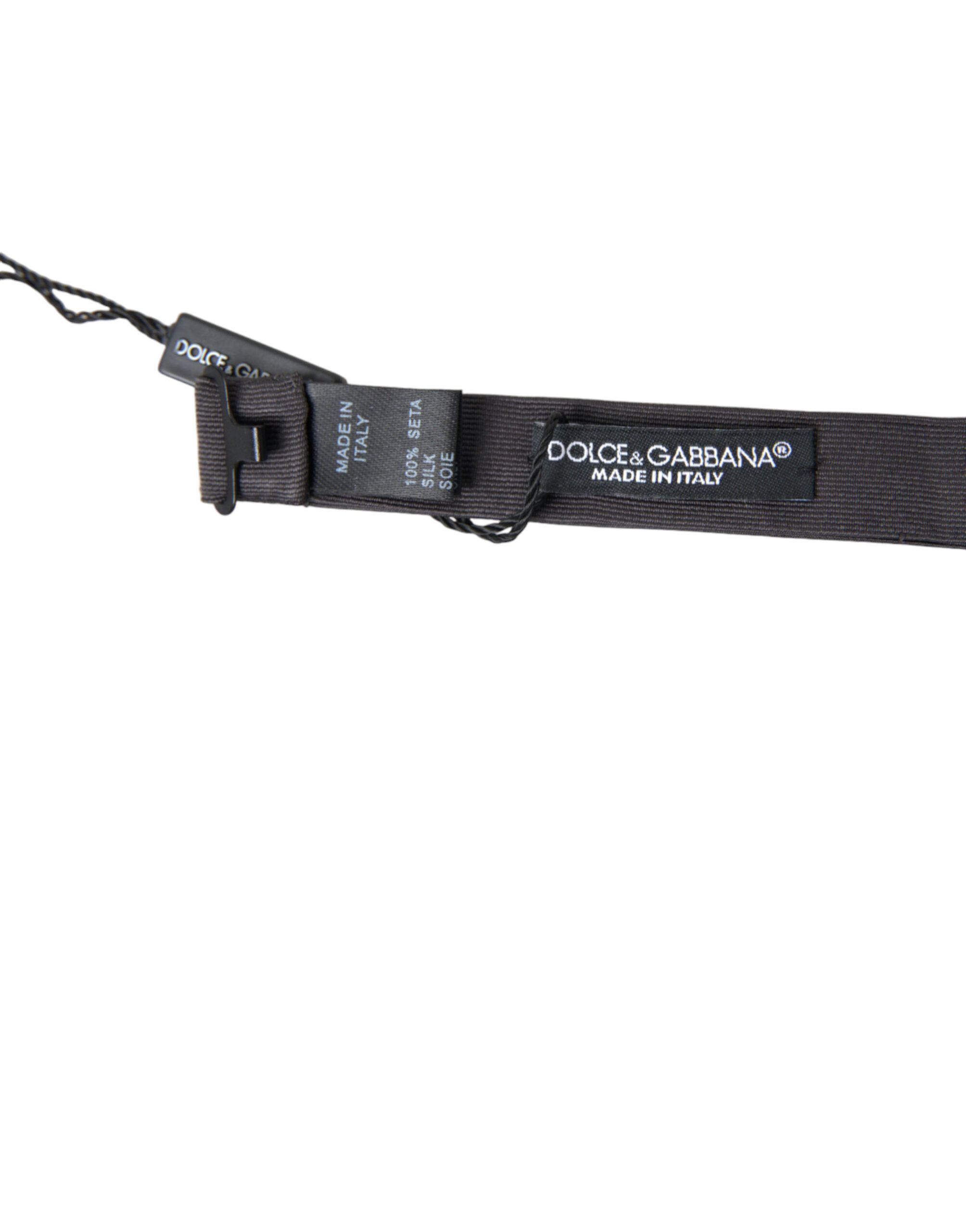 Dolce & Gabbana Elegant Silk Dark Gray Bow Men's Tie Size ONE SIZE - 3 Thumbnail