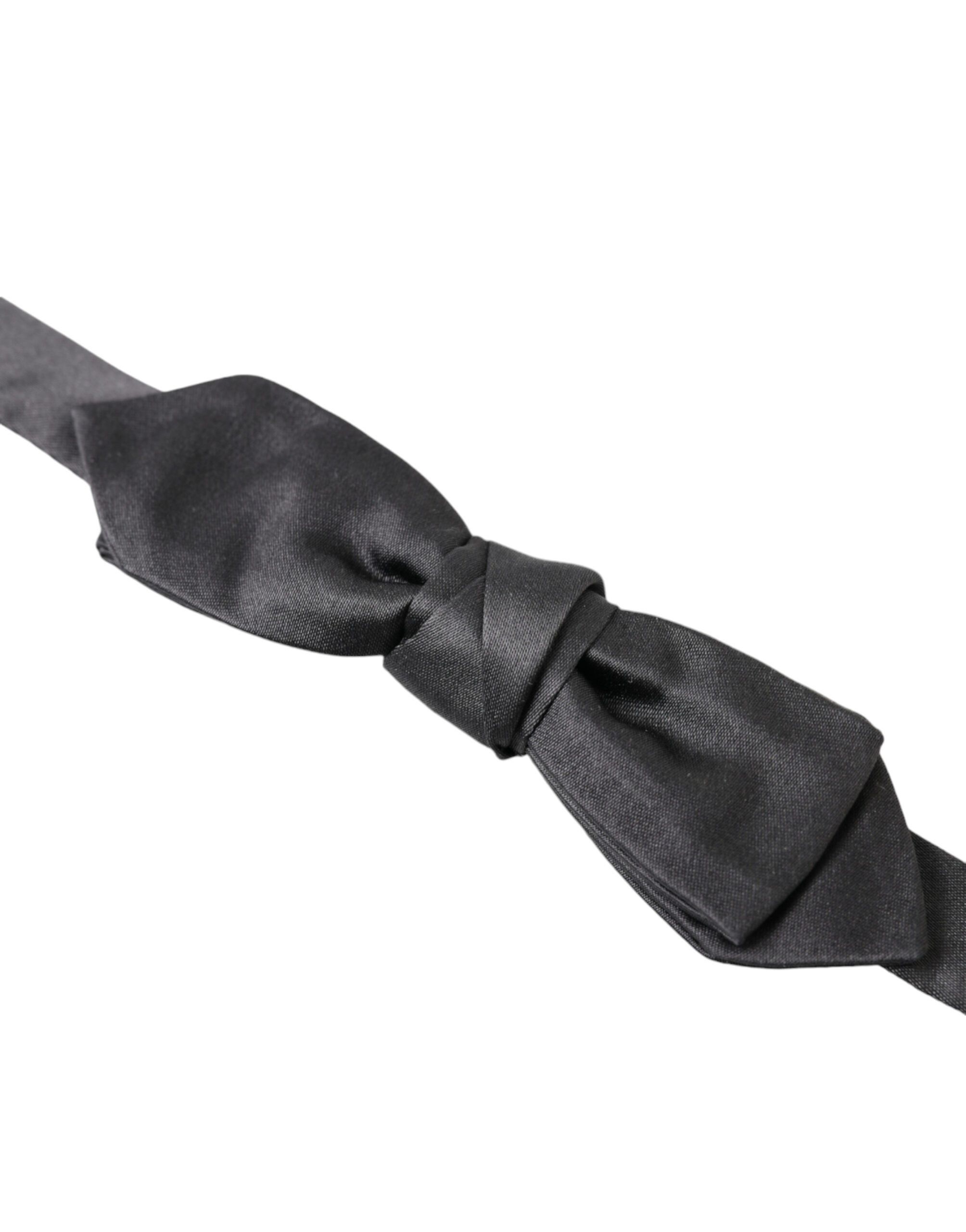 Dolce & Gabbana Elegant Anthracite Silk Bow Men's Tie Size ONE SIZE - 2 Thumbnail