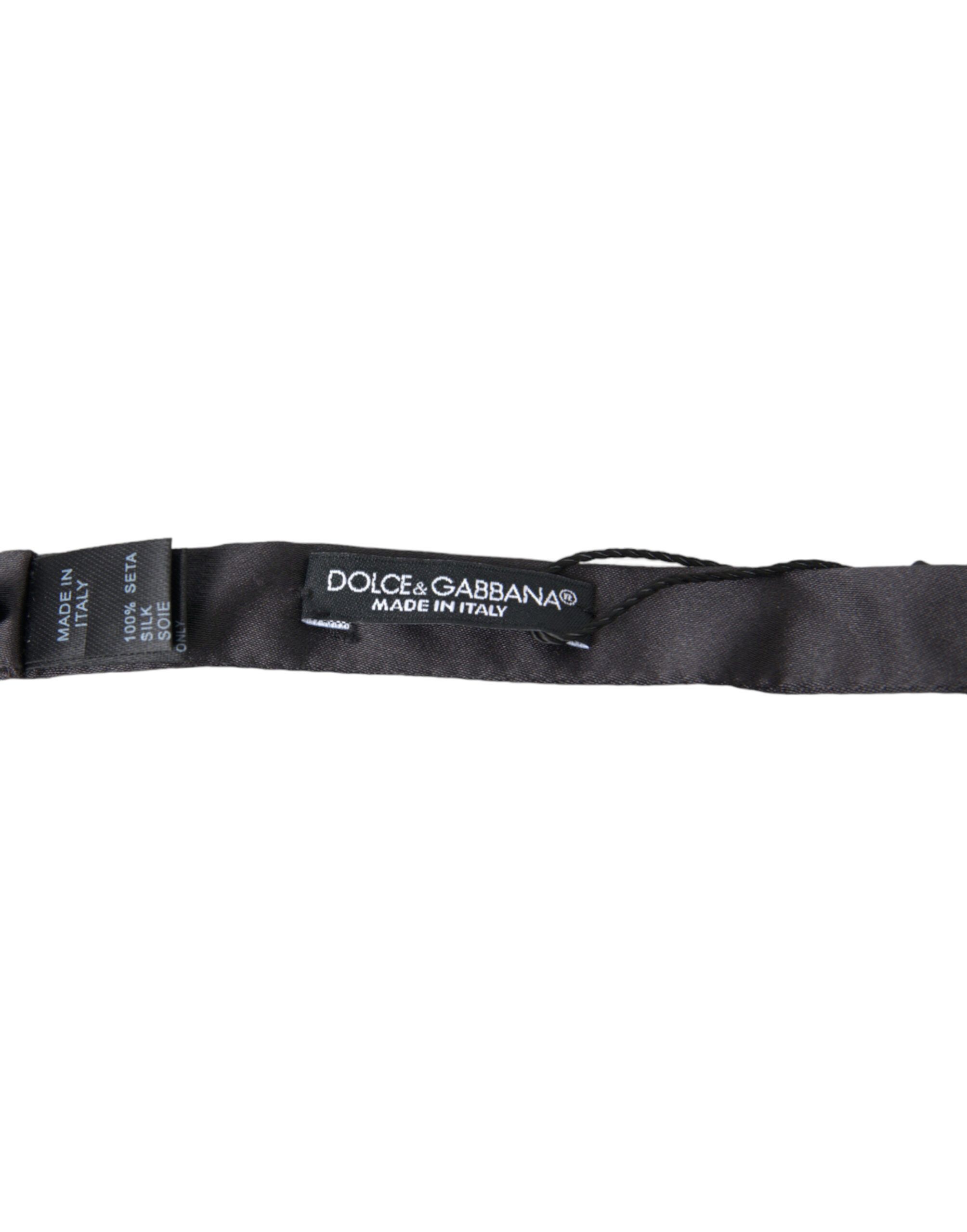 Dolce & Gabbana Elegant Anthracite Silk Bow Men's Tie Size ONE SIZE - 3 Thumbnail
