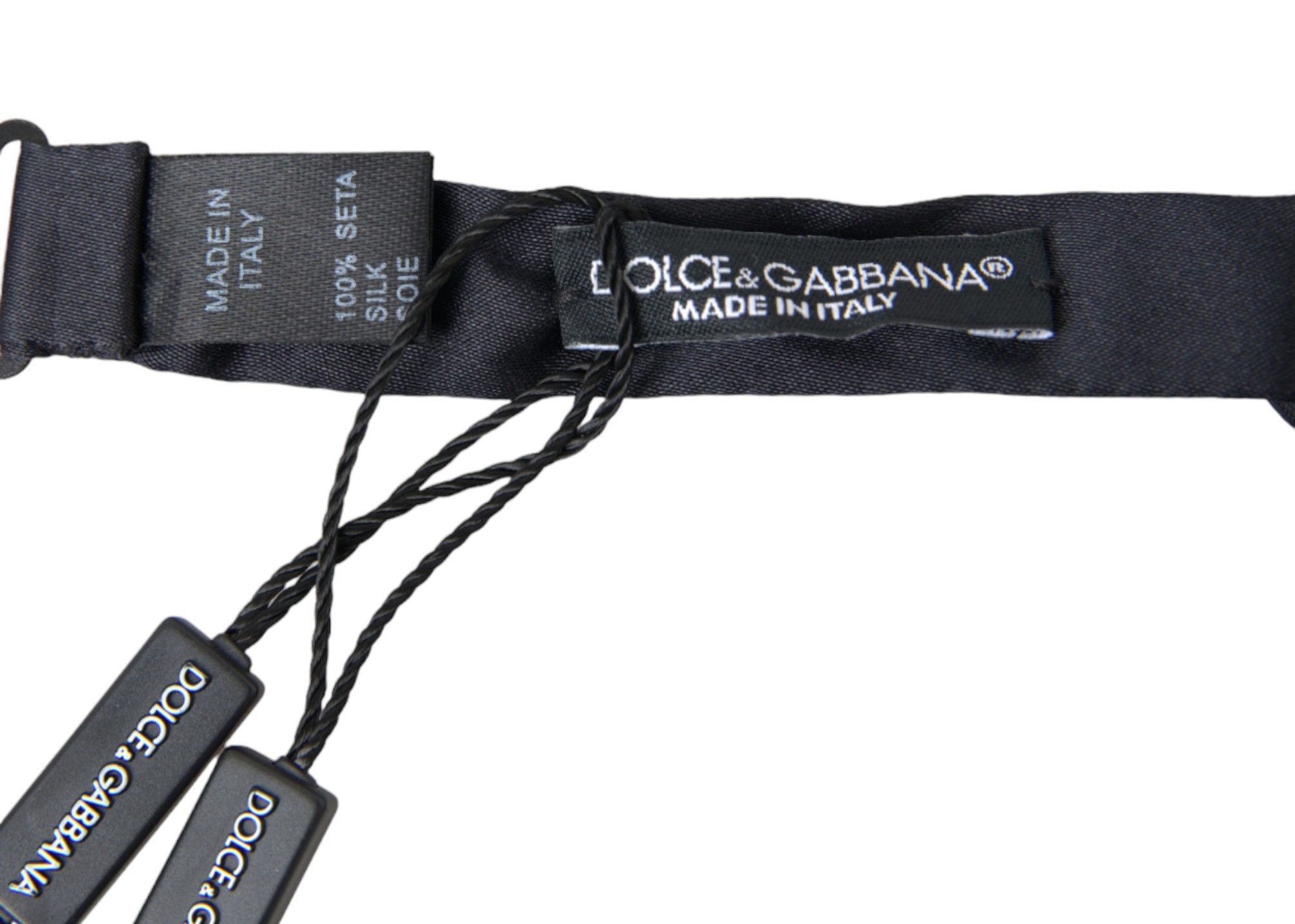 Dolce & Gabbana Elegant Dark Blue Silk Bow Men's Tie Size ONE SIZE - 3 Thumbnail