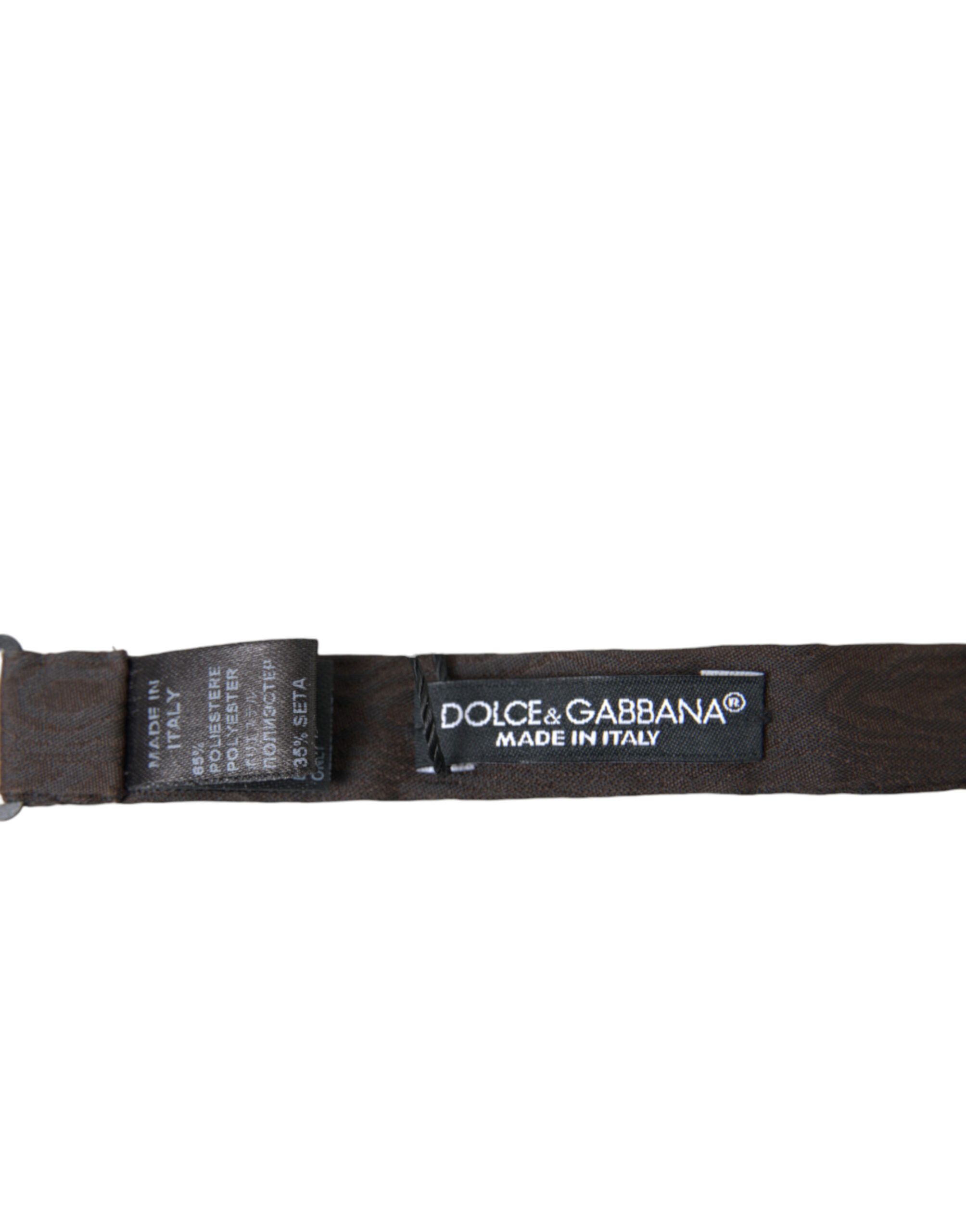 Dolce & Gabbana Elegant Brown Silk Blend Bow Men's Tie Size ONE SIZE - 4 Thumbnail