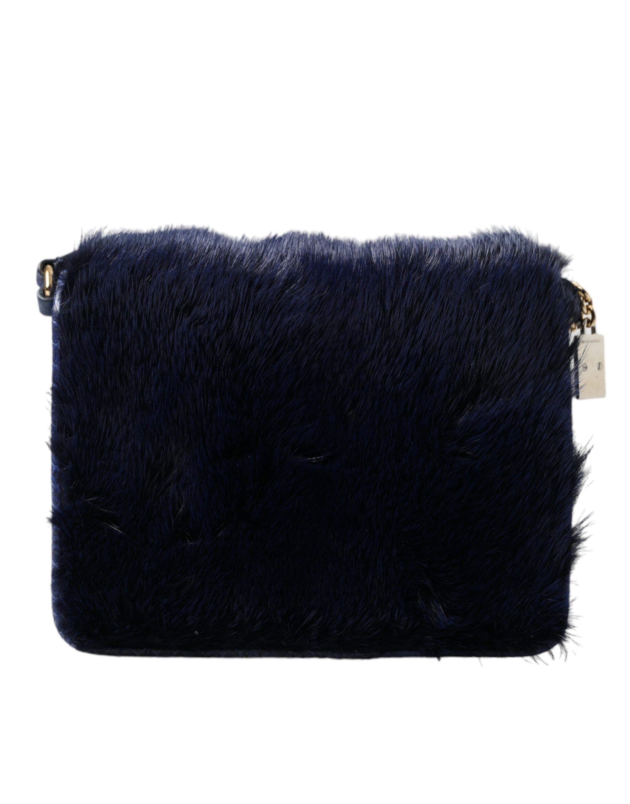 Dolce & Gabbana Exquisite Blue Mink Fur Shoulder Women's Bag Size ONE SIZE - 3 Thumbnail