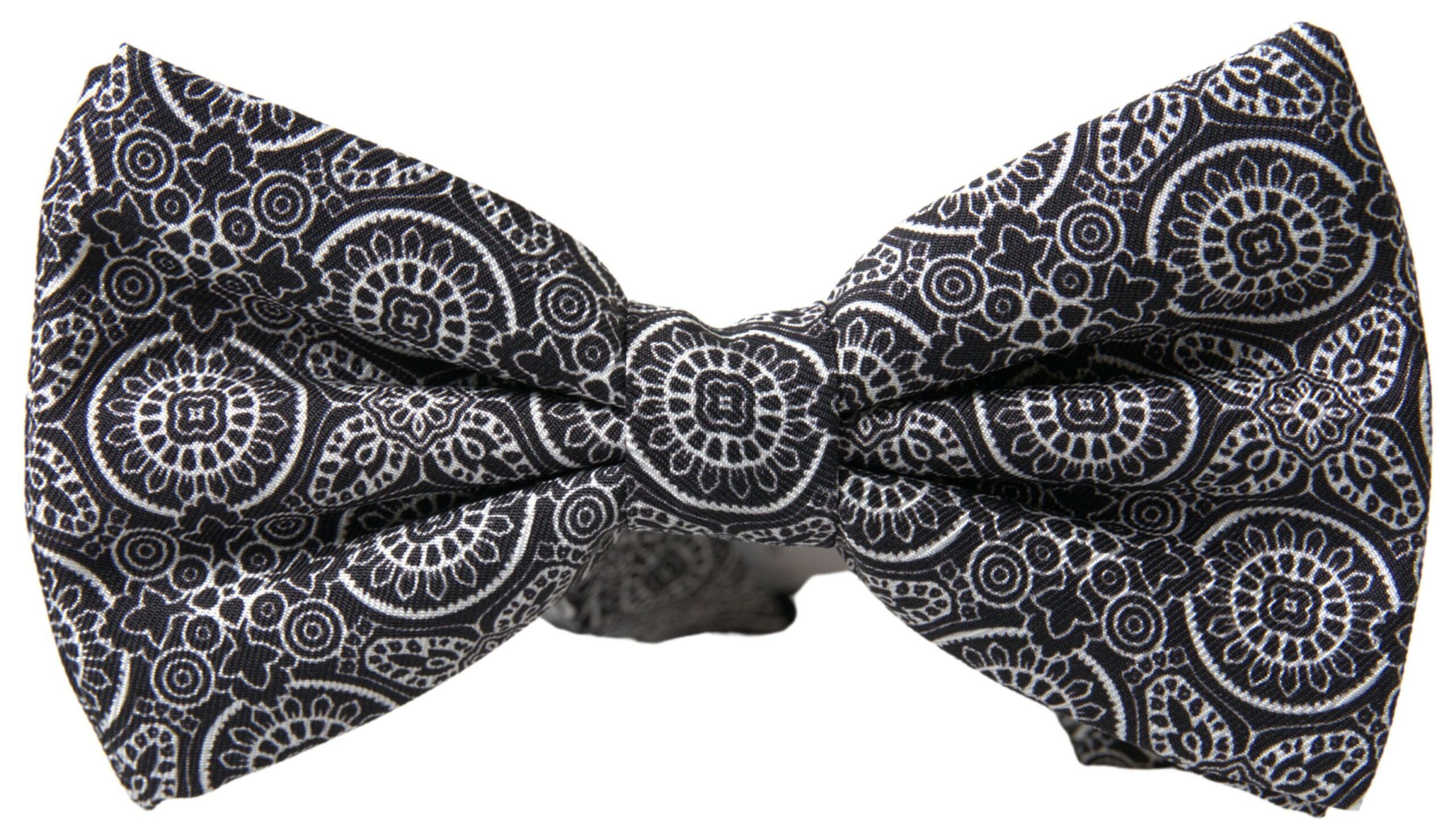 Dolce & Gabbana Elegant Black & White Silk Bow Men's Tie Size ONE SIZE - 3 Thumbnail