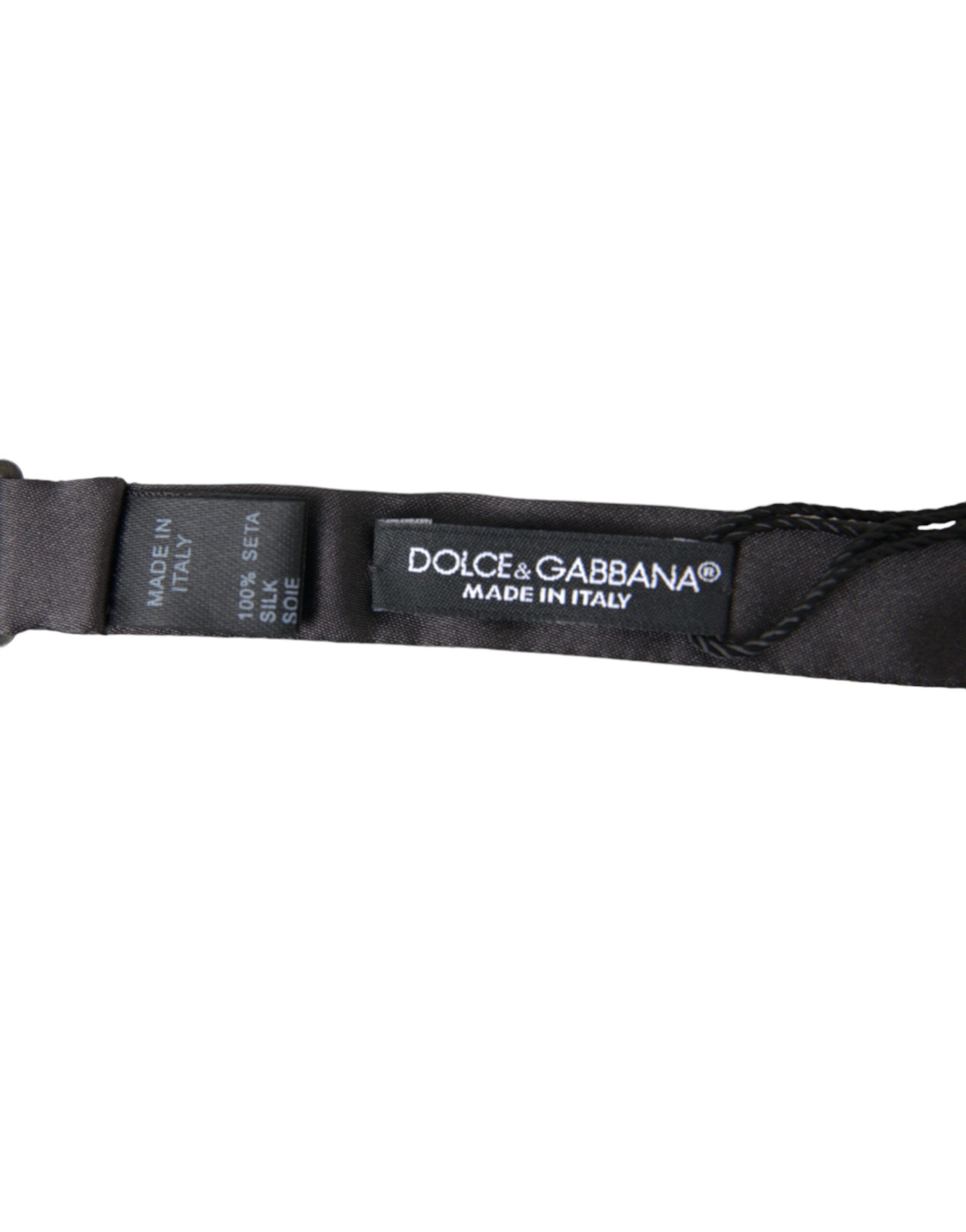 Dolce & Gabbana Elegant Dark Grey Silk Bow Men's Tie Size ONE SIZE - 4 Thumbnail