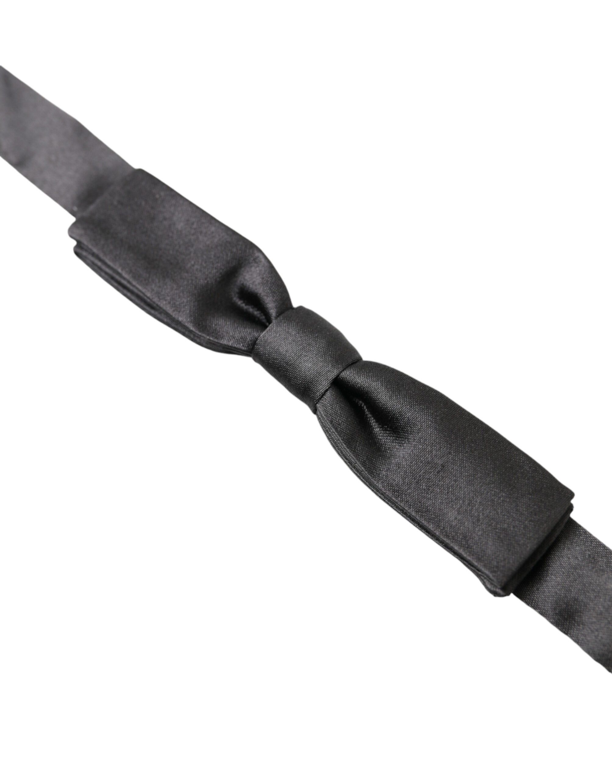 Dolce & Gabbana Elegant Dark Grey Silk Bow Men's Tie Size ONE SIZE - 2 Thumbnail