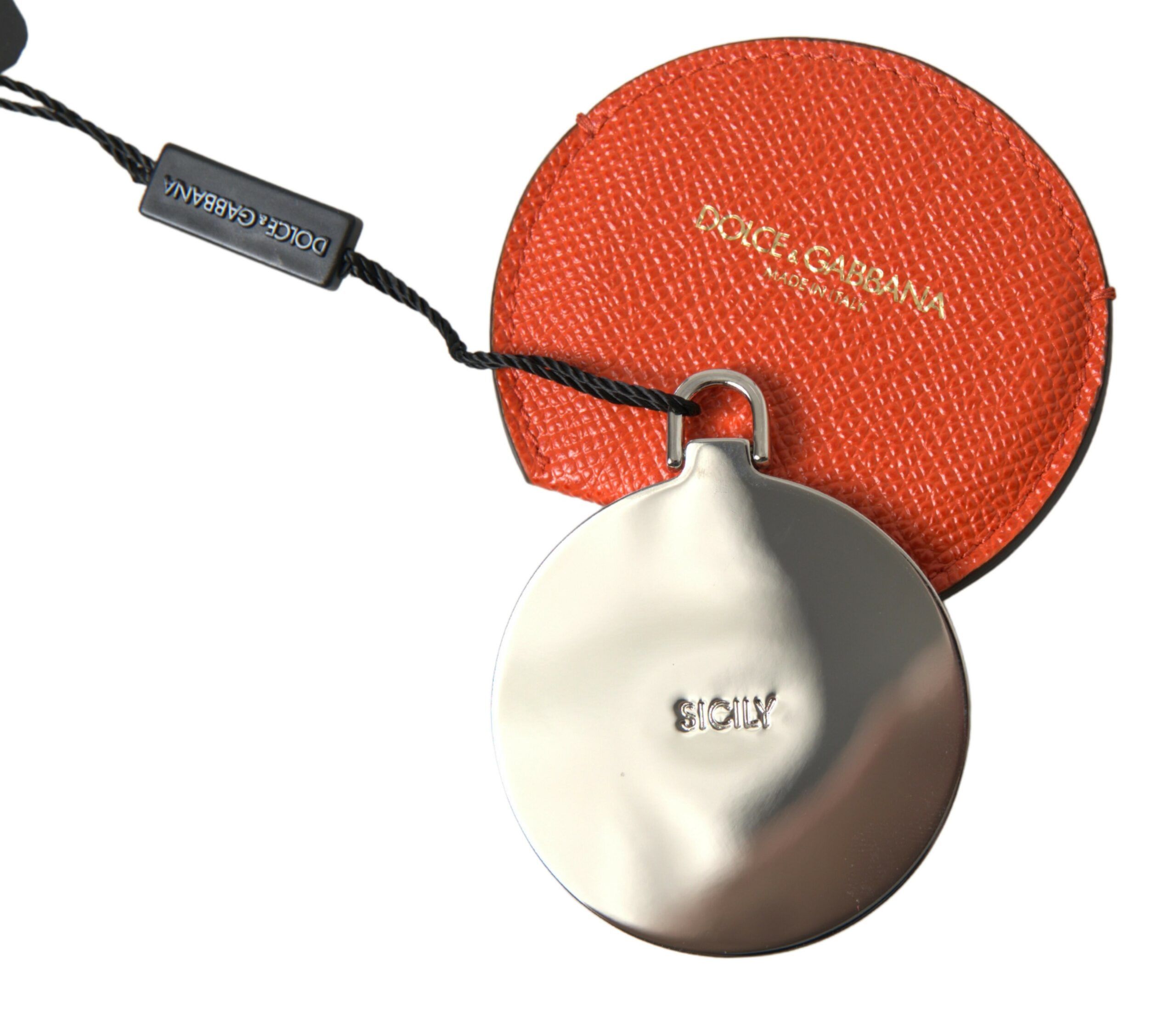 Dolce & Gabbana Elegant Orange Calfskin Mirror Women's Holder Size ONE SIZE - 4 Thumbnail