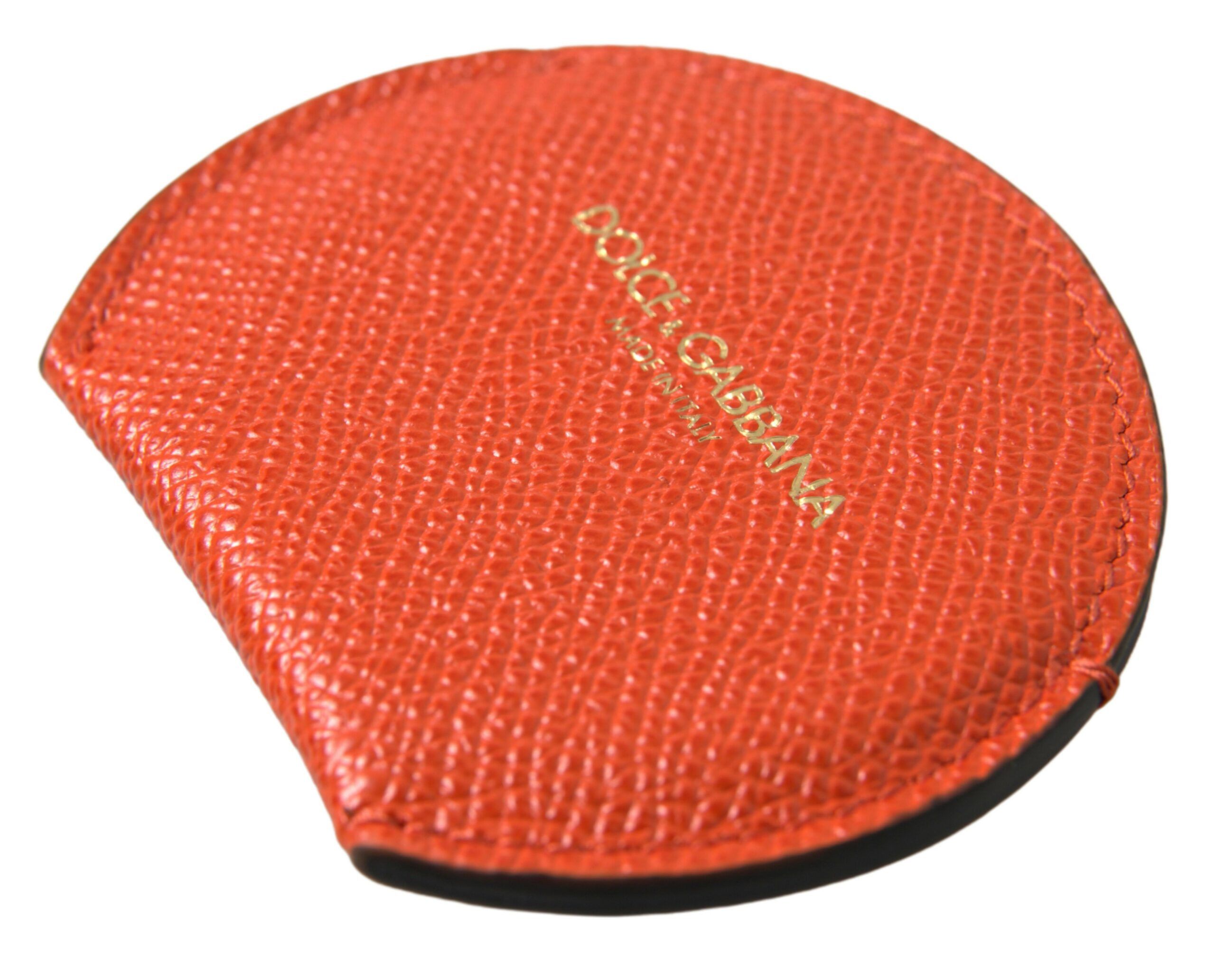 Dolce & Gabbana Elegant Orange Calfskin Mirror Women's Holder Size ONE SIZE - 2 Thumbnail
