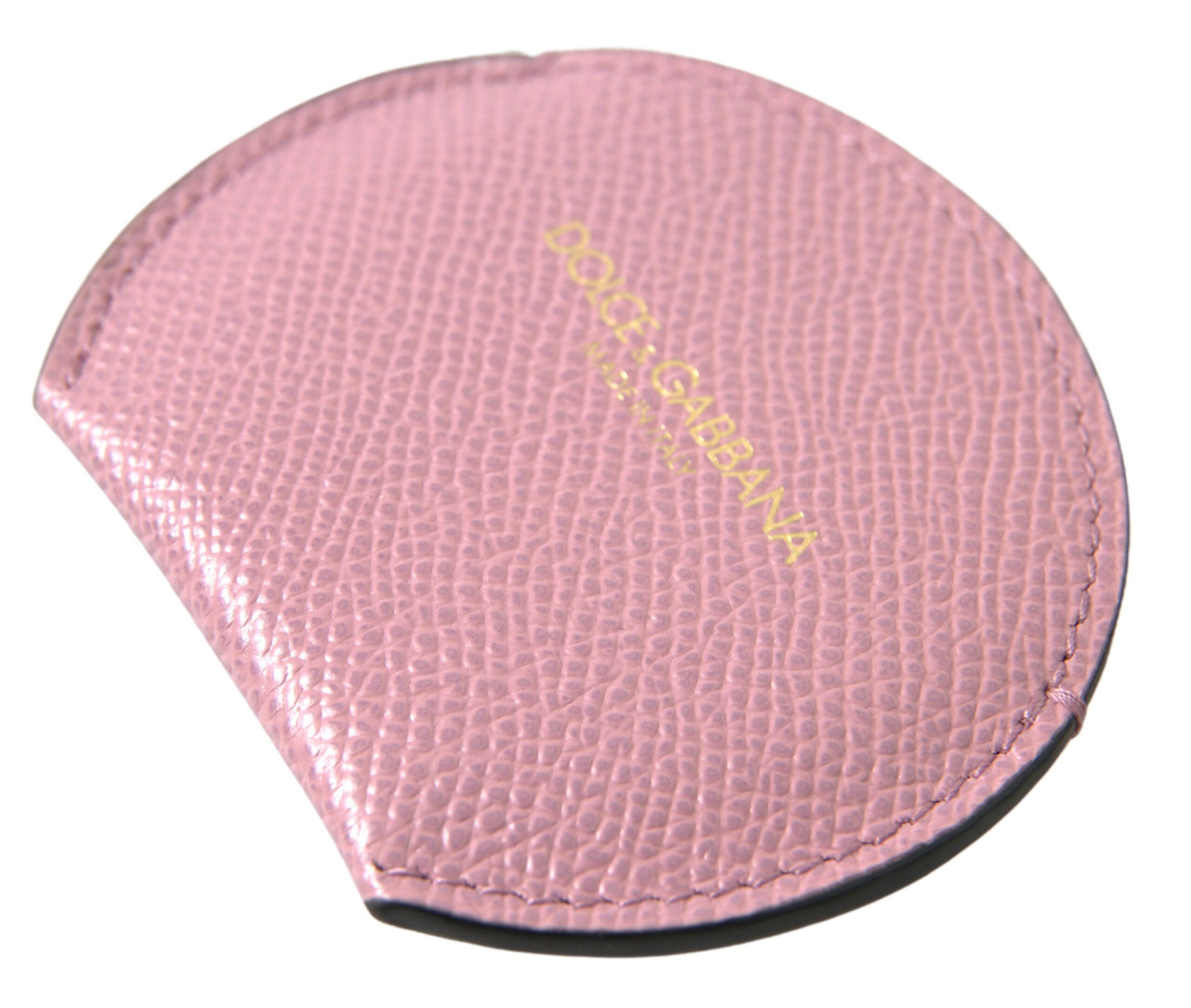 Dolce & Gabbana Elegant Pink Leather Hand Mirror Women's Holder Size ONE SIZE - 3 Thumbnail