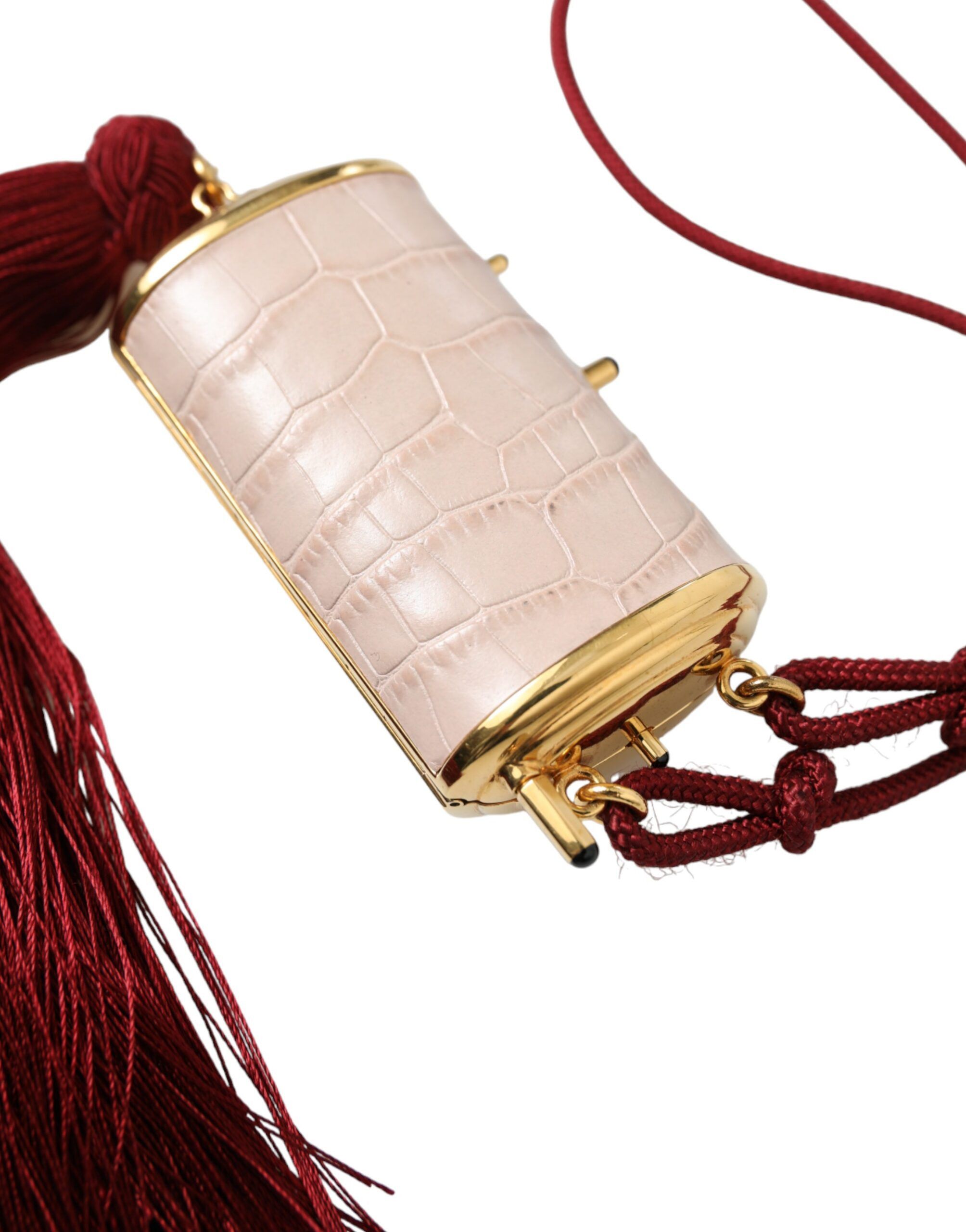 Dolce & Gabbana Exotic Pink Leather Mini Mirror Bag with Women's Tassel Size ONE SIZE - 2 Thumbnail