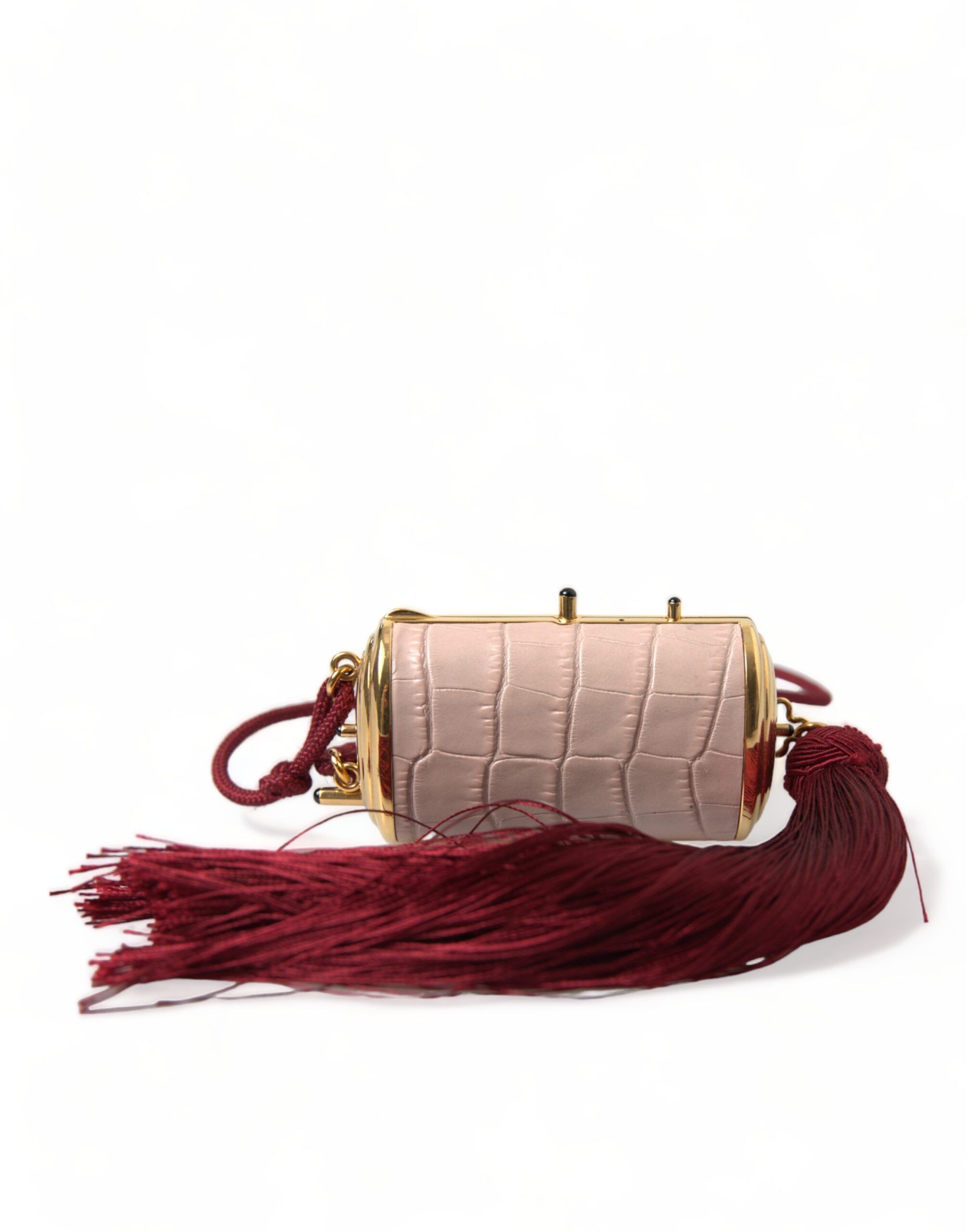 Dolce & Gabbana Exotic Pink Leather Mini Mirror Bag with Women's Tassel Size ONE SIZE - 3 Thumbnail