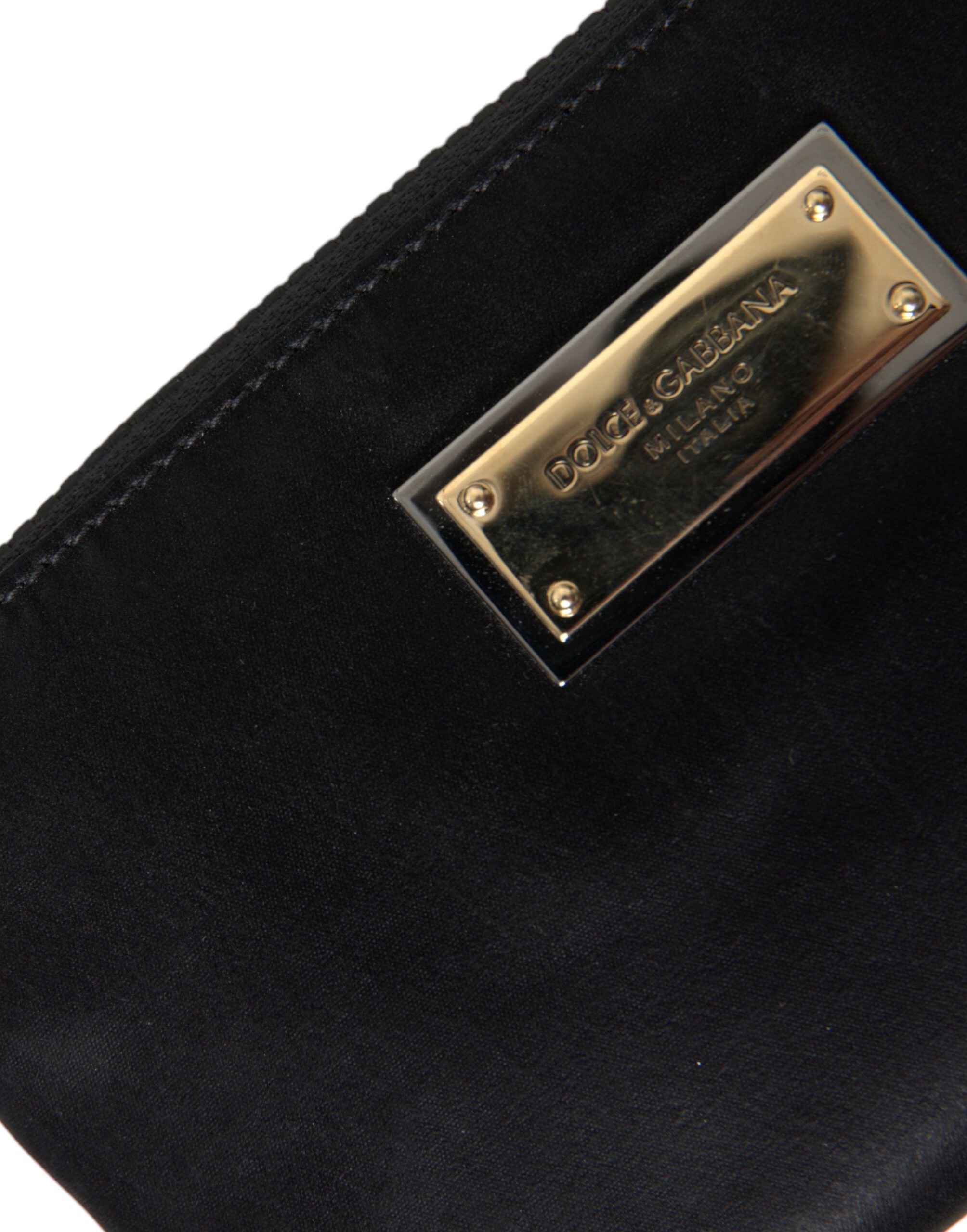 Dolce & Gabbana Elegant Black Nylon & Leather Women's Pouch Size ONE SIZE - 4 Thumbnail