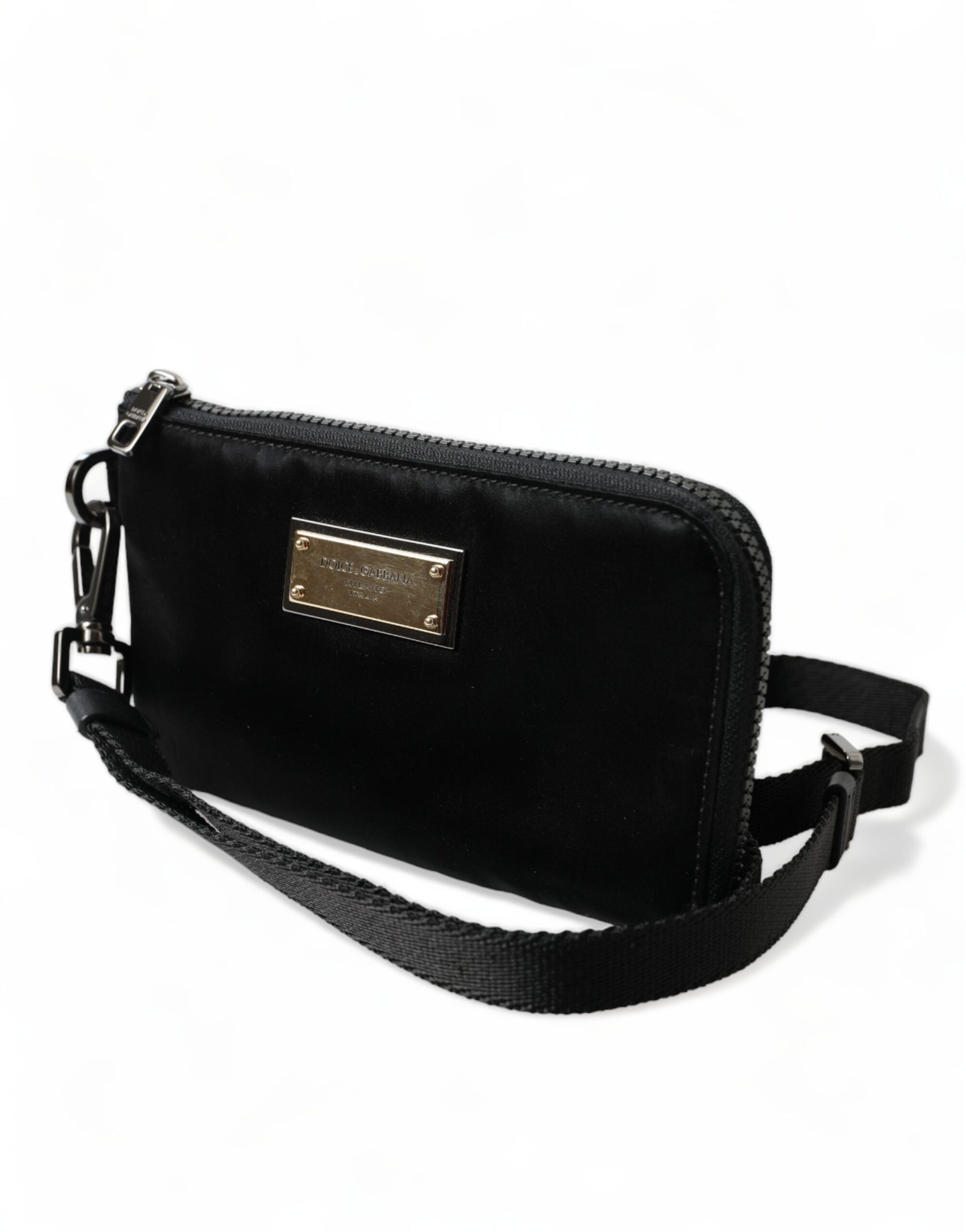 Dolce & Gabbana Elegant Black Nylon & Leather Women's Pouch Size ONE SIZE - 2 Thumbnail