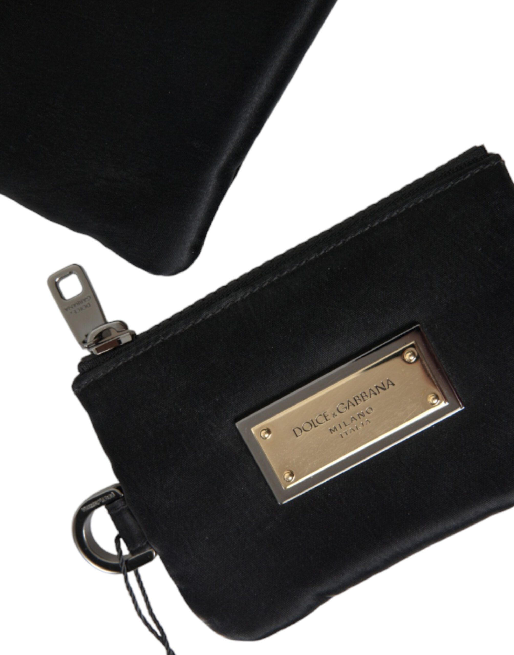 Dolce & Gabbana Elegant Black Nylon & Leather Women's Pouch Size ONE SIZE - 6 Thumbnail