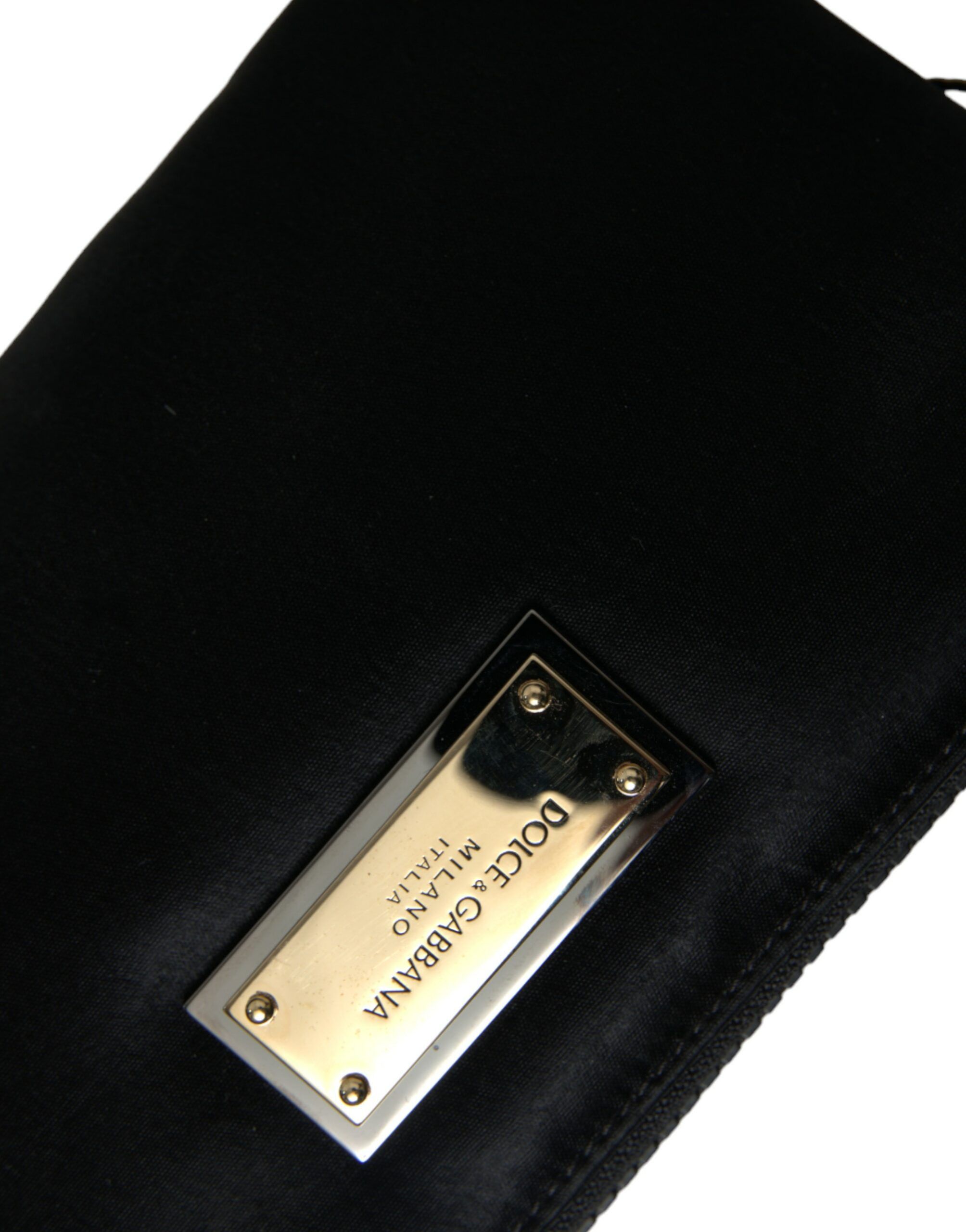 Dolce & Gabbana Elegant Black Nylon Leather Pouch with Silver Women's Size ONE SIZE - 5 Thumbnail