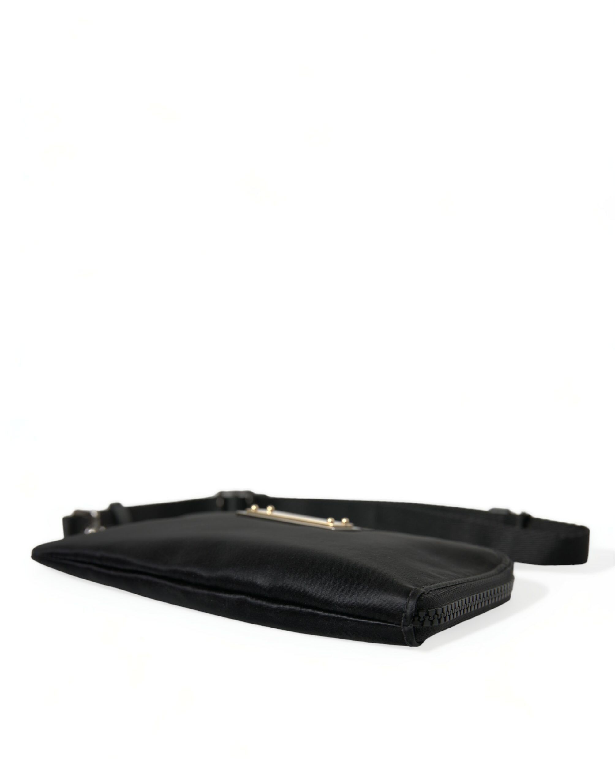 Dolce & Gabbana Elegant Black Nylon Leather Pouch with Silver Women's Size ONE SIZE - 4 Thumbnail