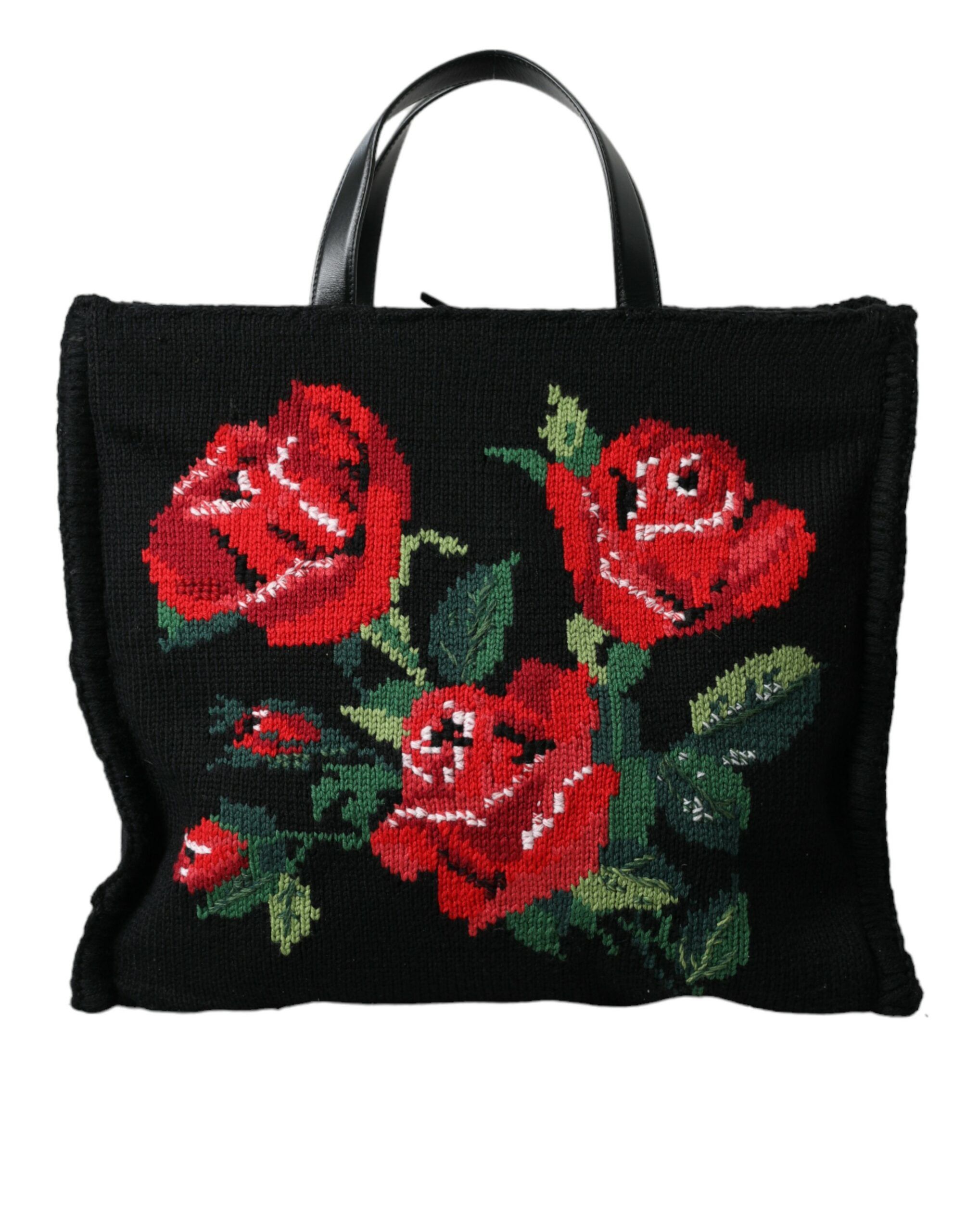 Dolce & Gabbana Chic Embroidered Floral Black Women's Tote Size ONE SIZE - 3 Thumbnail