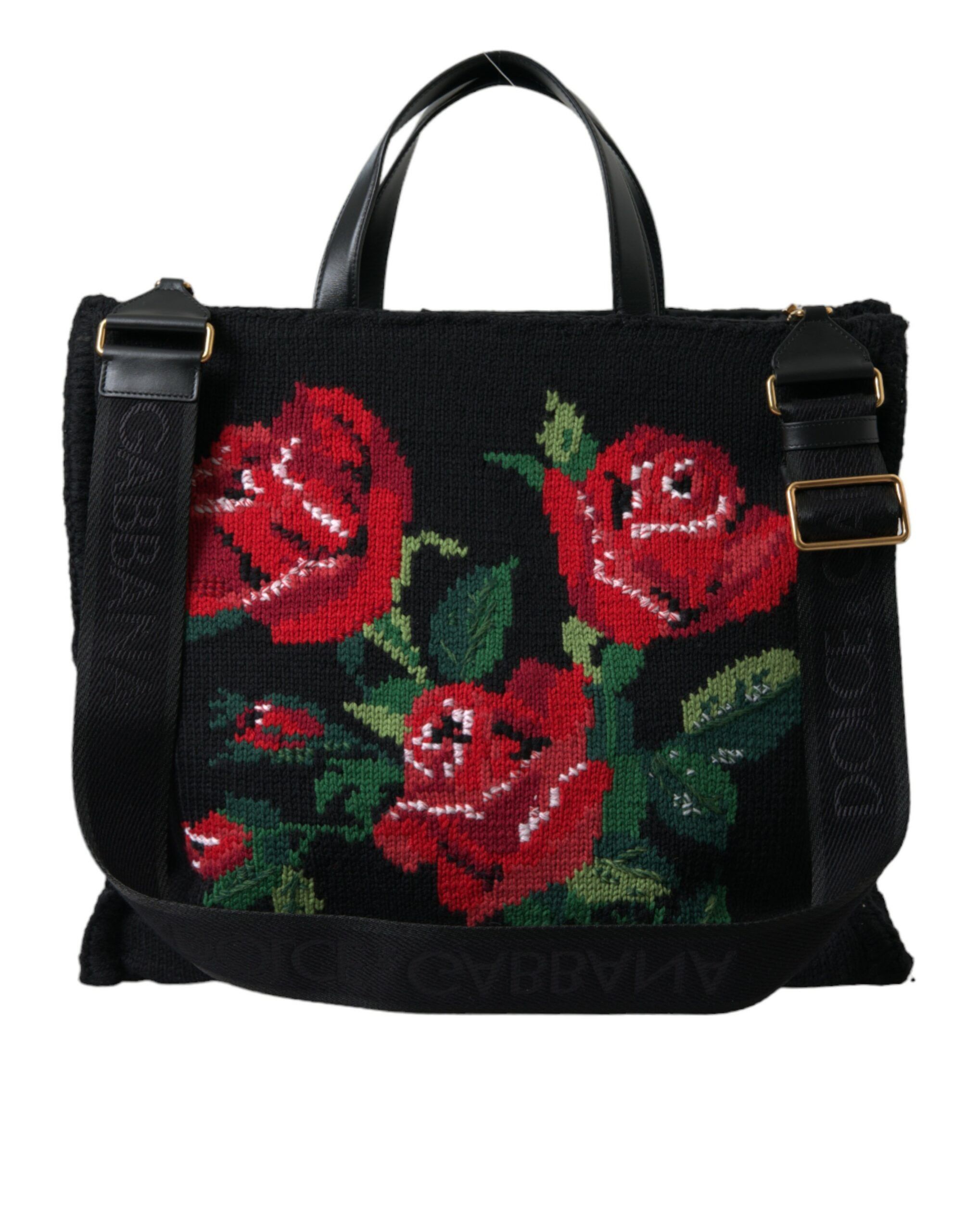 Dolce & Gabbana Chic Embroidered Floral Black Women's Tote Size ONE SIZE - 5 Thumbnail