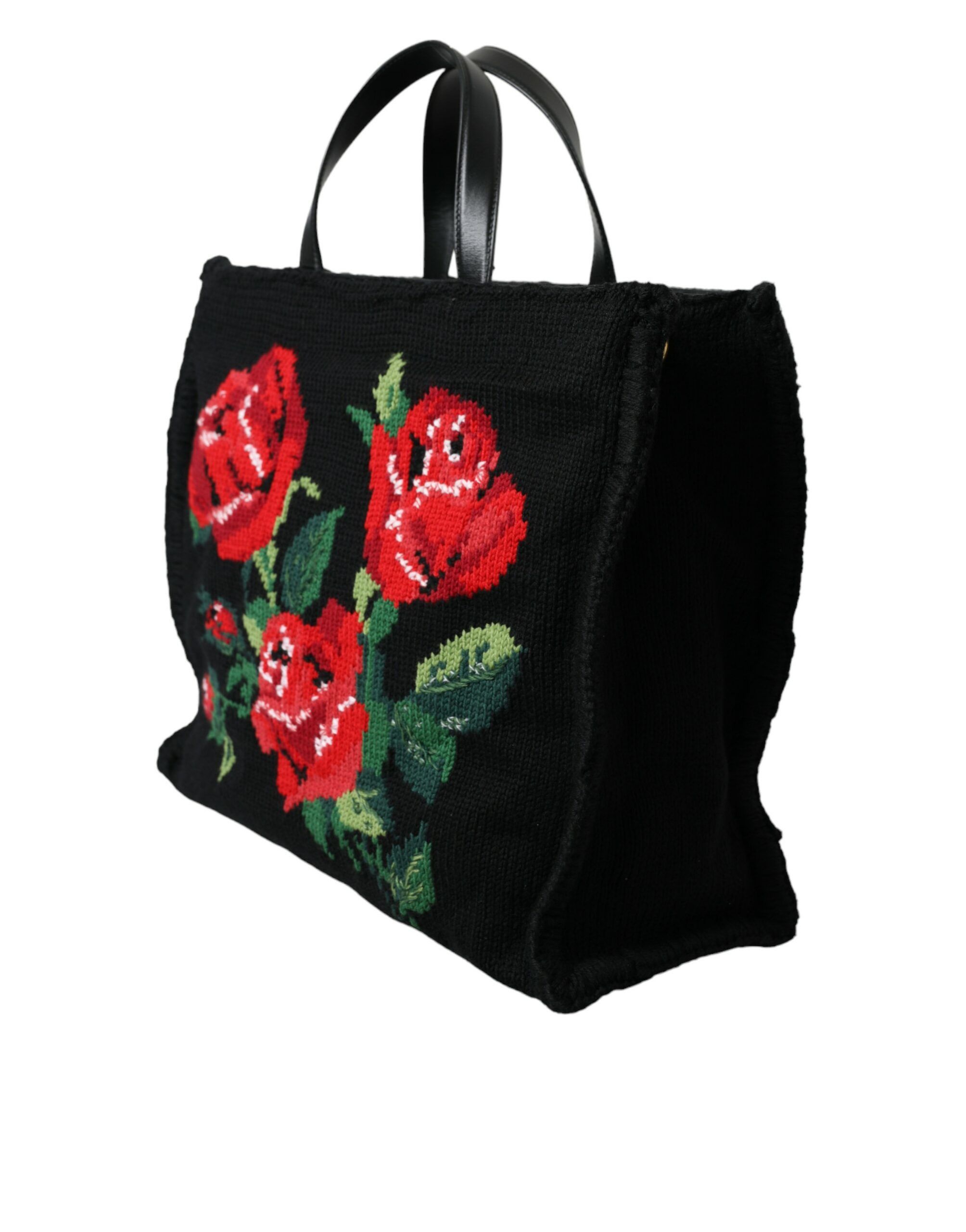 Dolce & Gabbana Chic Embroidered Floral Black Women's Tote Size ONE SIZE - 2 Thumbnail