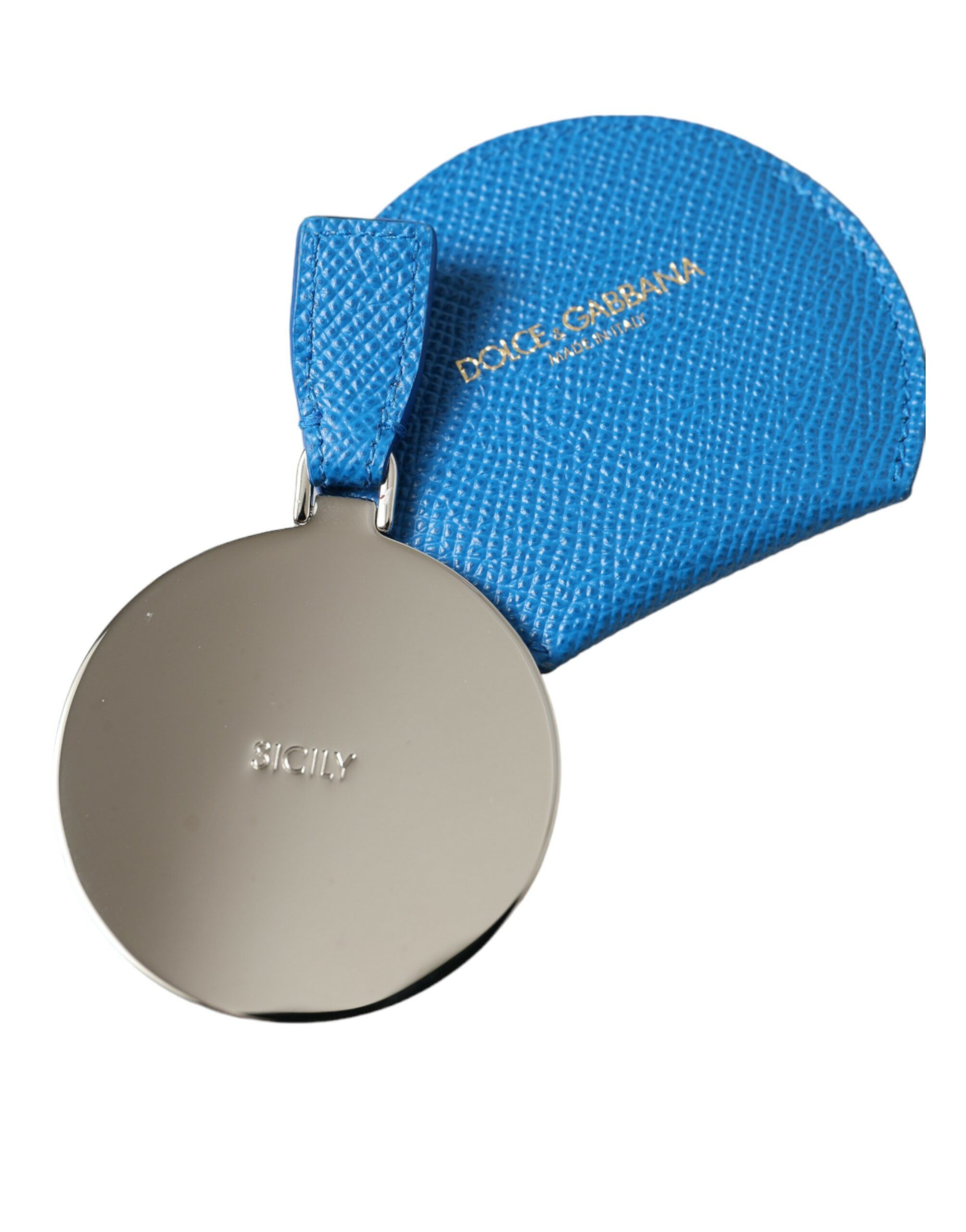 Dolce & Gabbana Elegant Blue Leather Mirror Women's Holder Size ONE SIZE - 4 Thumbnail