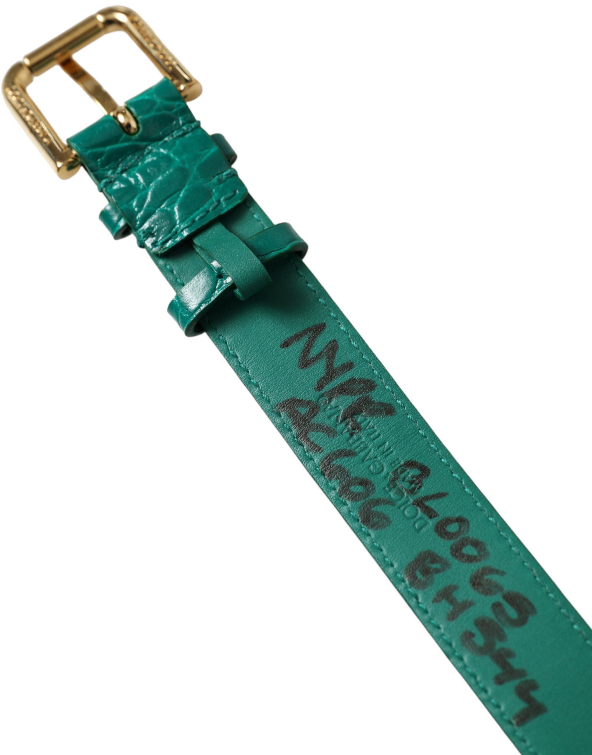Dolce & Gabbana Elegant Green Leather Neck Women's Band Size ONE SIZE - 3 Thumbnail
