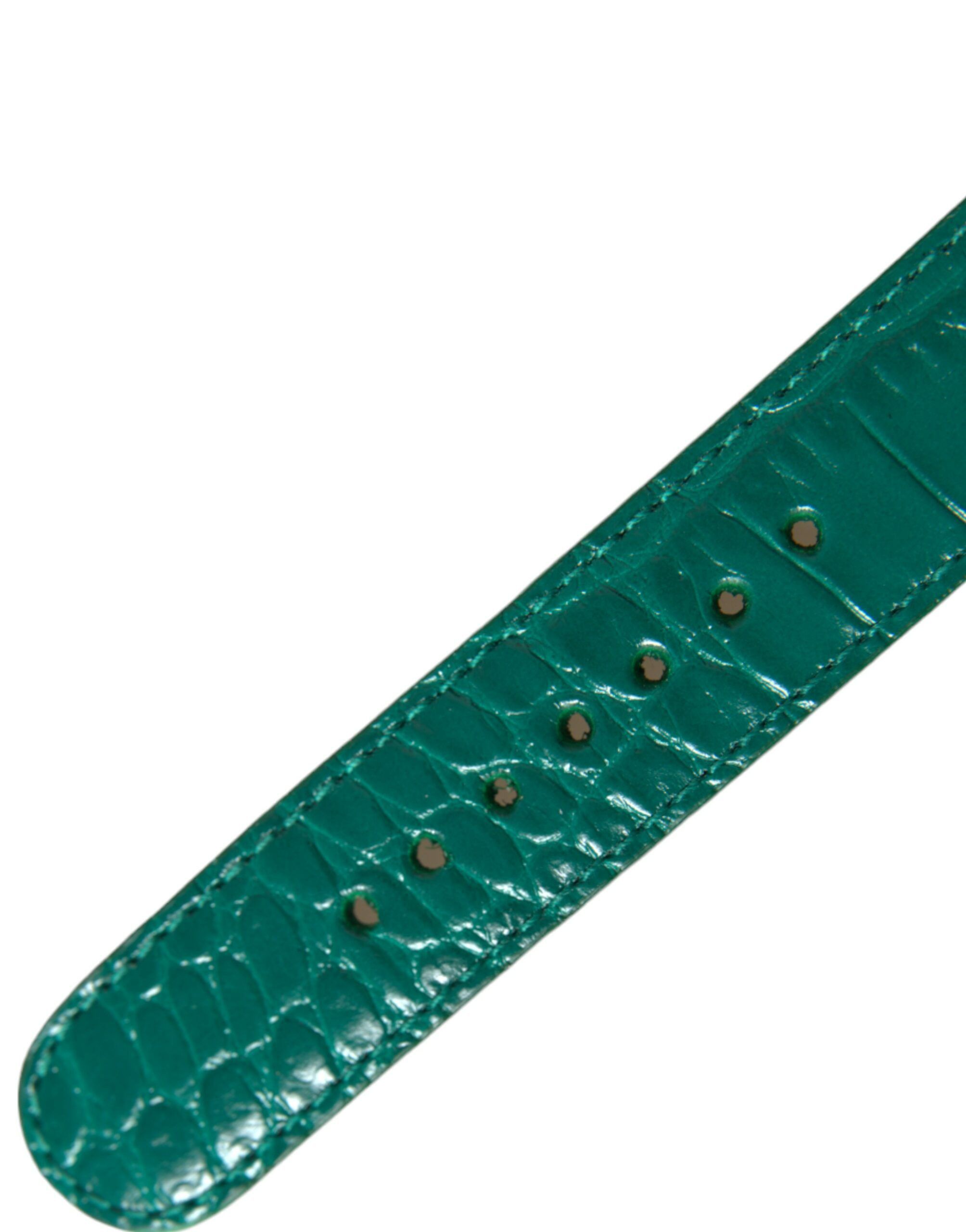 Dolce & Gabbana Elegant Green Leather Neck Women's Band Size ONE SIZE - 5 Thumbnail