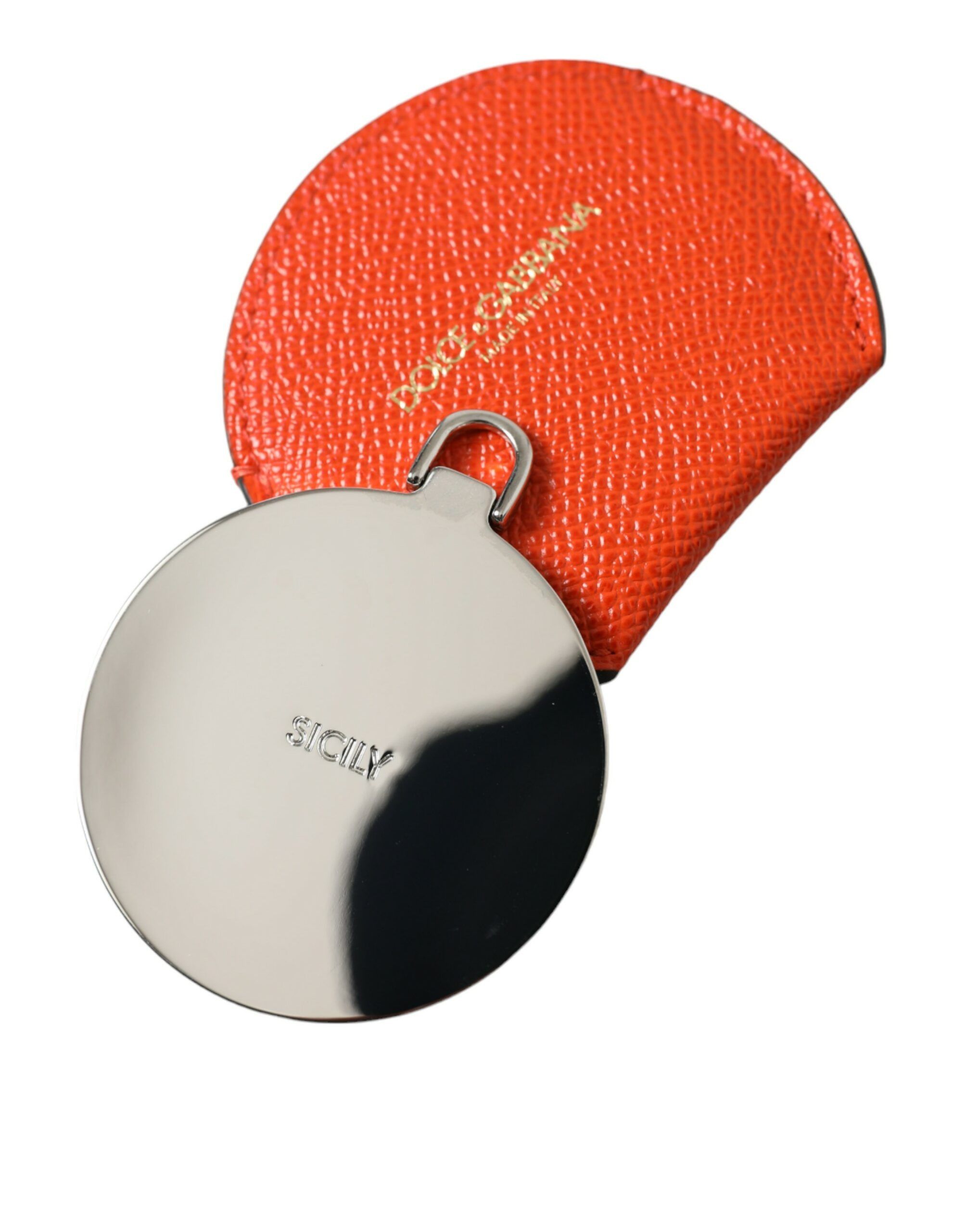 Dolce & Gabbana Elegant Orange Leather Mirror Women's Holder Size ONE SIZE - 3 Thumbnail