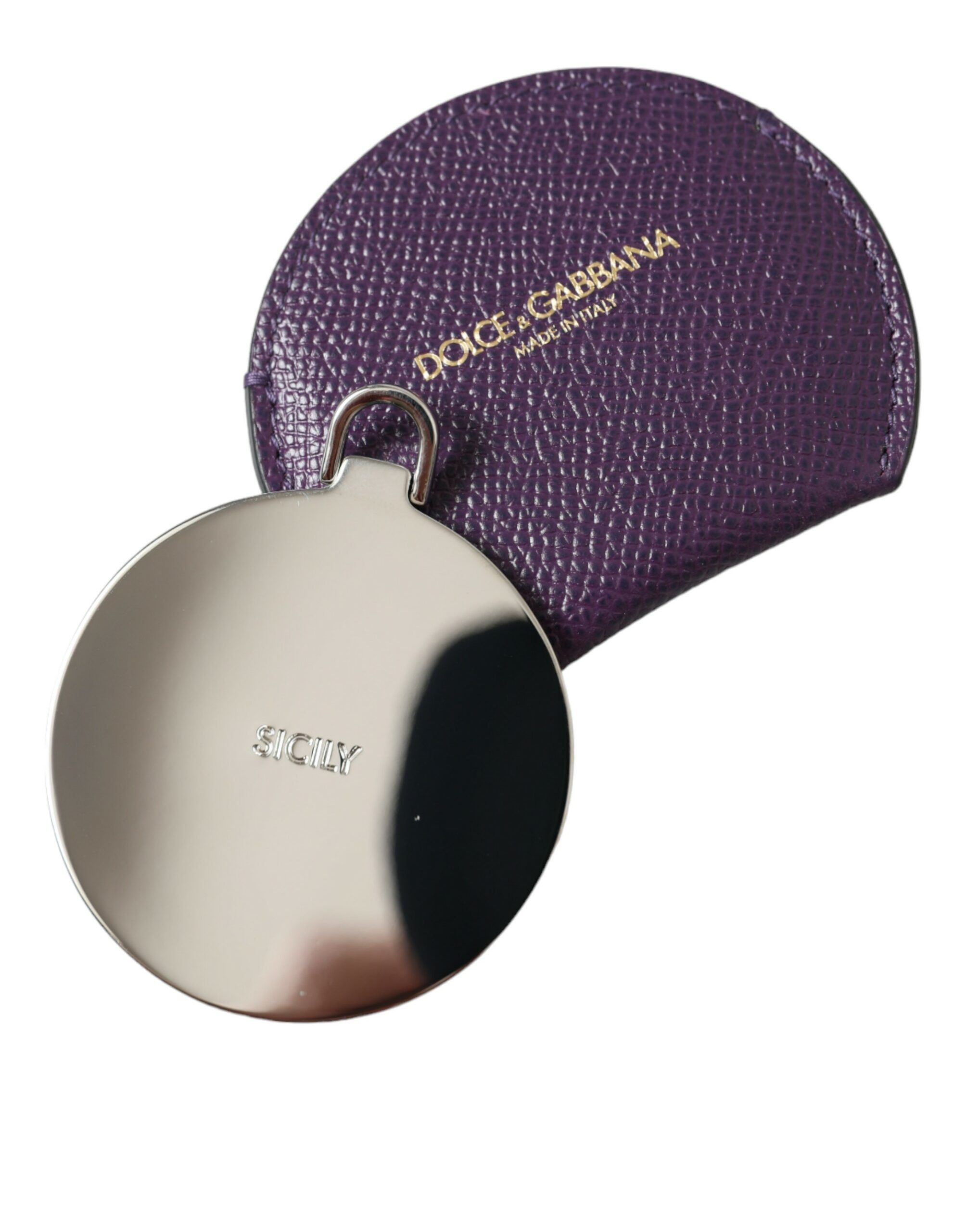 Dolce & Gabbana Elegant Purple Leather Mirror Women's Holder Size ONE SIZE - 3 Thumbnail