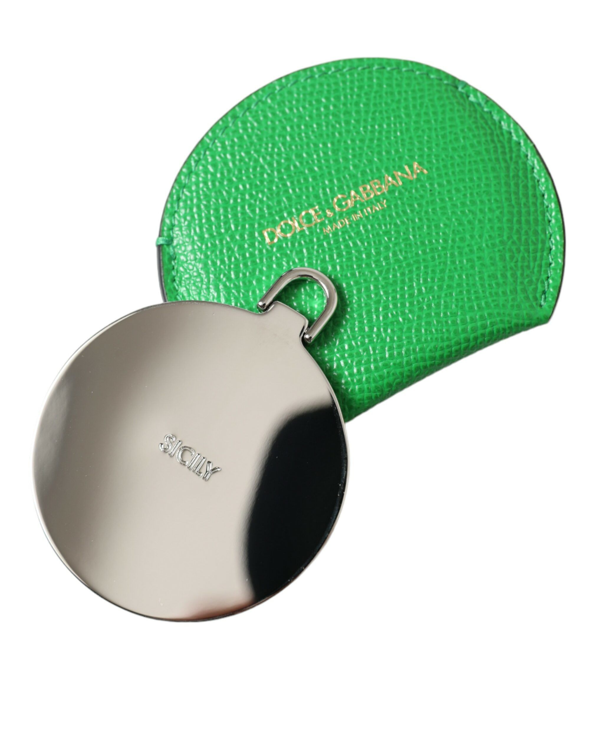 Dolce & Gabbana Emerald Leather Hand Mirror Women's Holder Size ONE SIZE - 3 Thumbnail