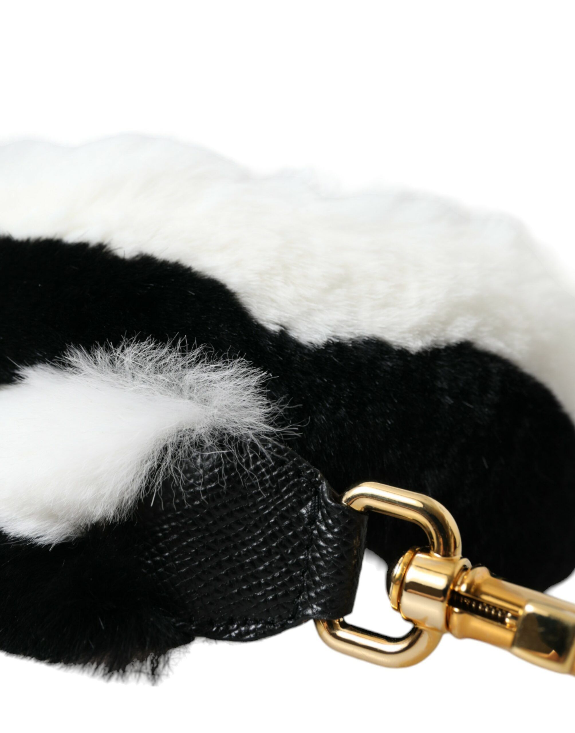 Dolce & Gabbana Black White Lapin Fur Accessory Shoulder Women's Strap Size ONE SIZE - 3 Thumbnail