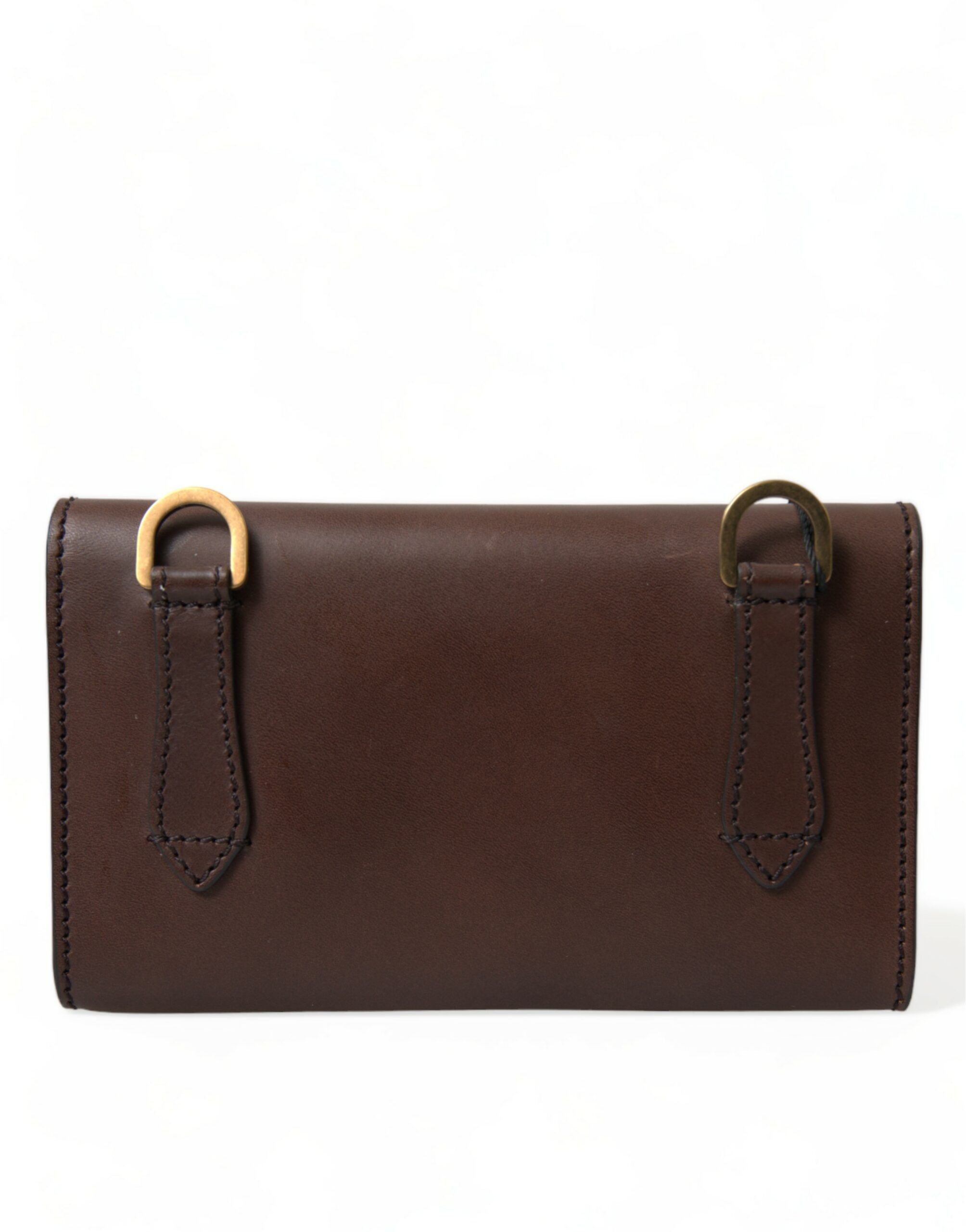 Dolce & Gabbana Chic Brown Leather Shoulder Bag with Gold Women's Detailing Size ONE SIZE - 3 Thumbnail