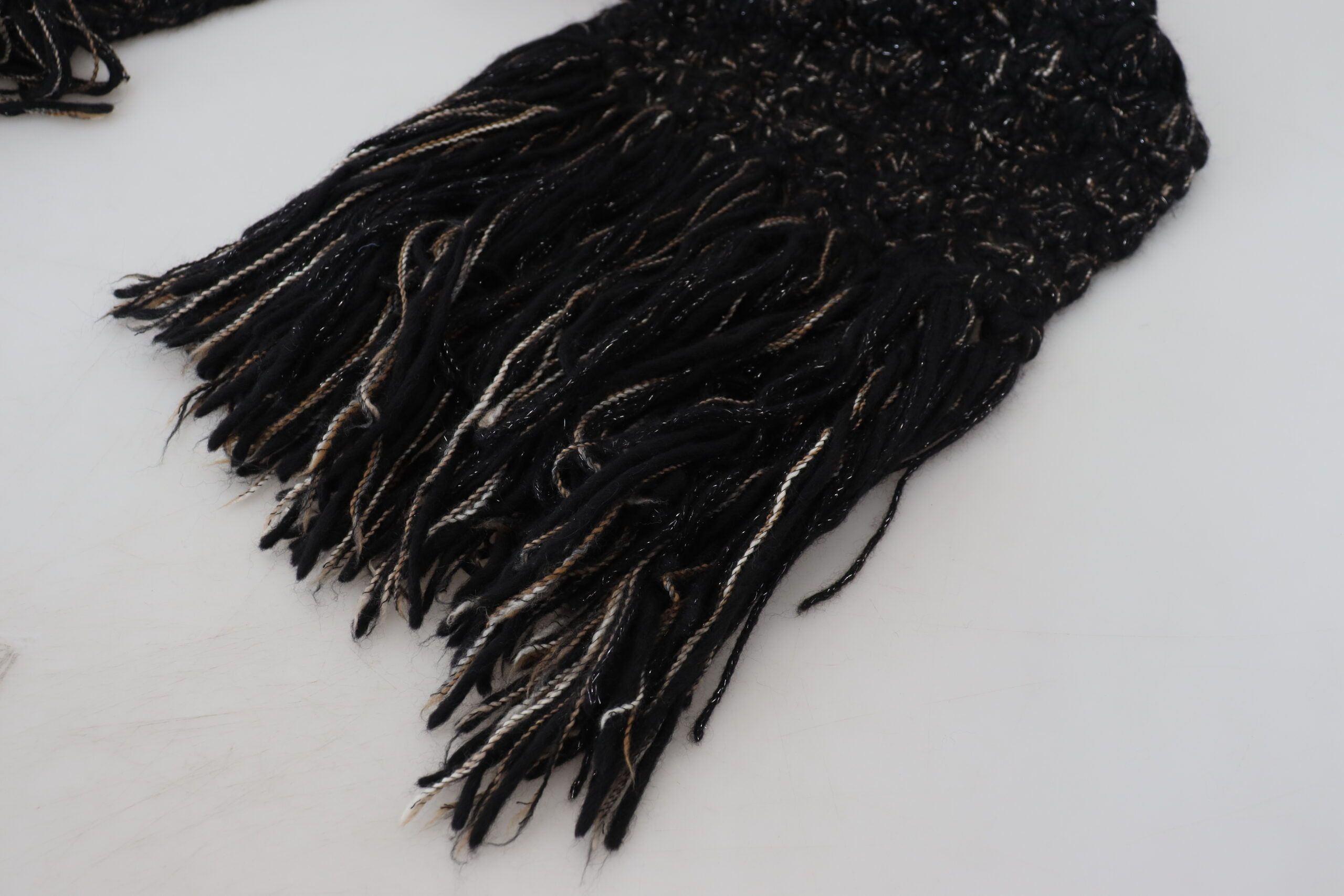 Dolce & Gabbana Elegant Virgin Wool Blend Black Women's Scarf Size ONE SIZE - 3 Thumbnail