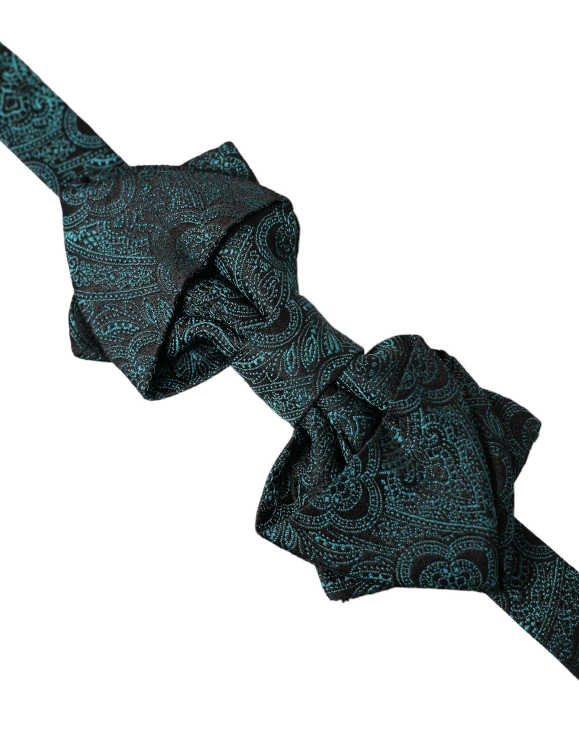 Dolce & Gabbana Green Bandana Silk Adjustable Neck Bow Men's Tie Size ONE SIZE - 2 Thumbnail