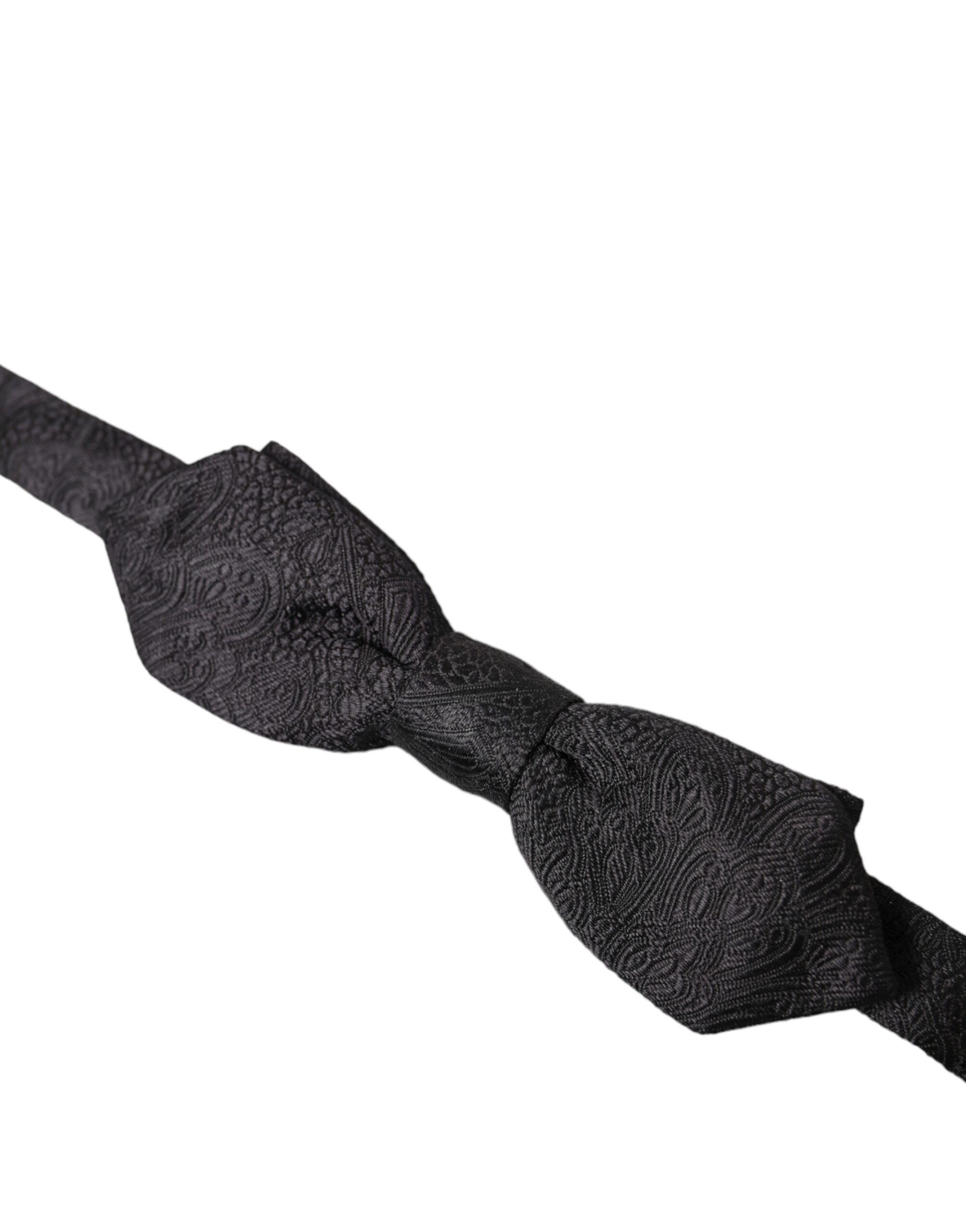 Dolce & Gabbana Black Brocade Silk Adjustable Neck Bow Men's Tie Size ONE SIZE - 2 Thumbnail