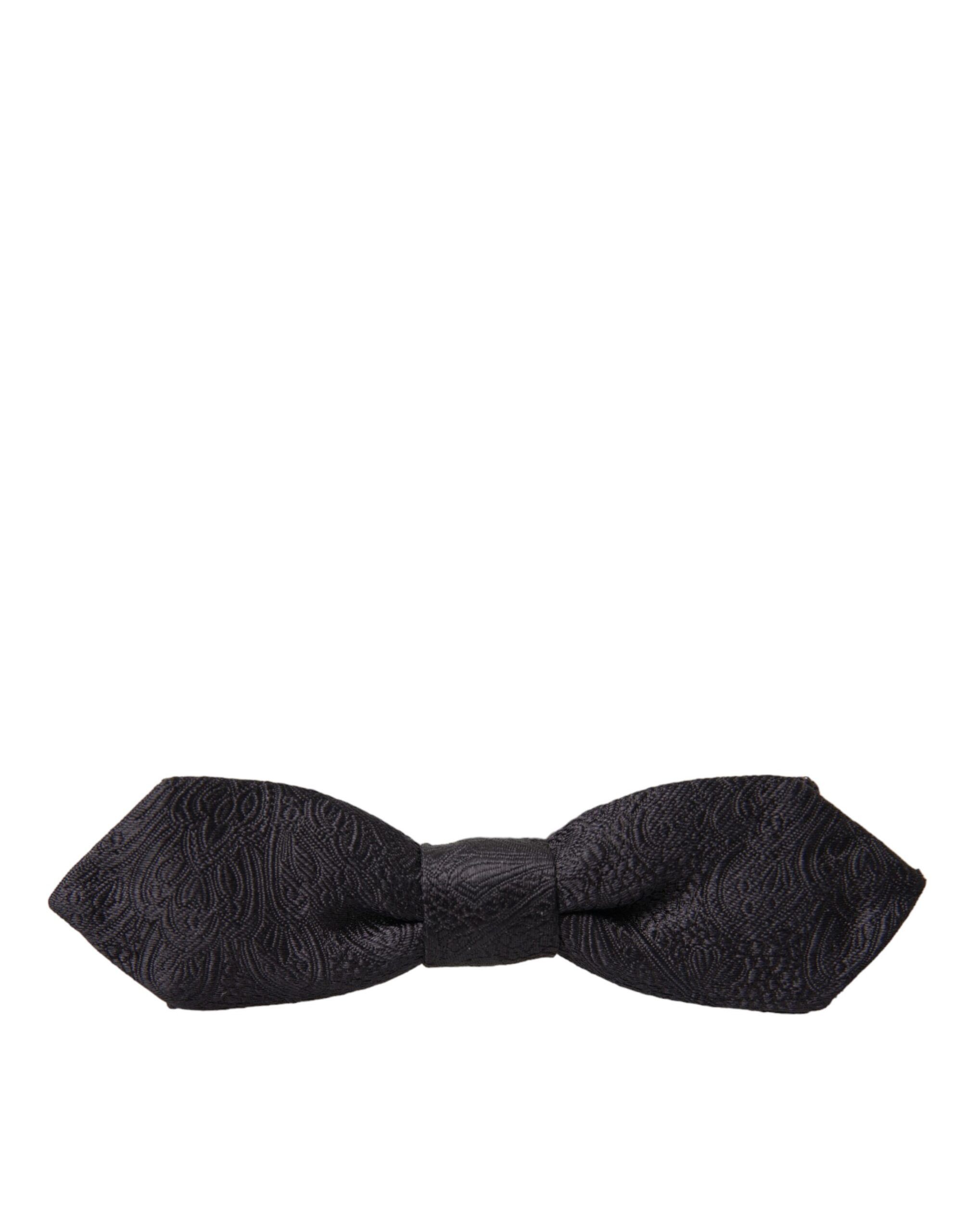 Dolce & Gabbana Black Brocade Silk Adjustable Neck Bow Men's Tie Size ONE SIZE - 3 Thumbnail