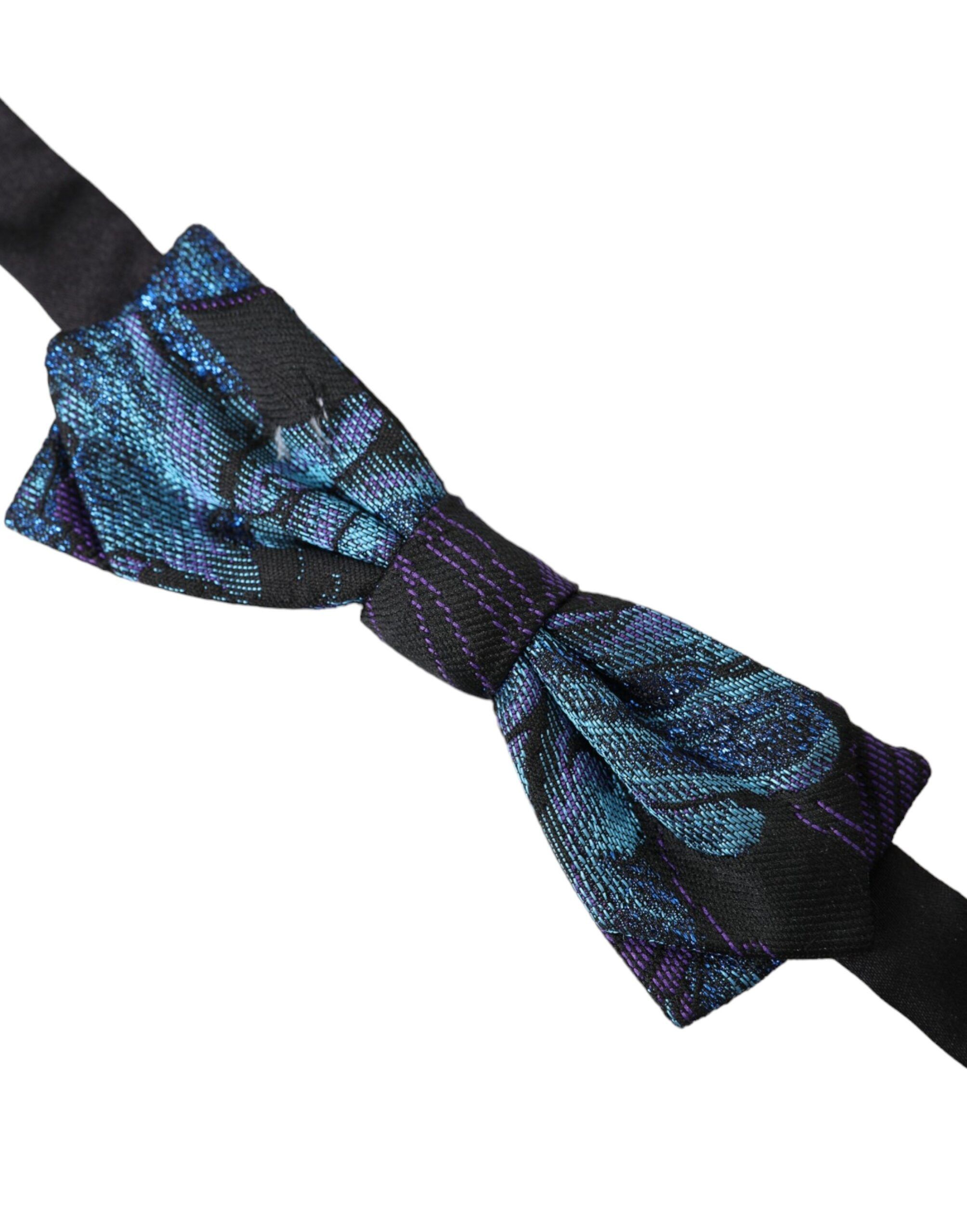 Dolce & Gabbana Black Blue Brocade Adjustable Neck Men Bow Men's Tie Size ONE SIZE - 2 Thumbnail