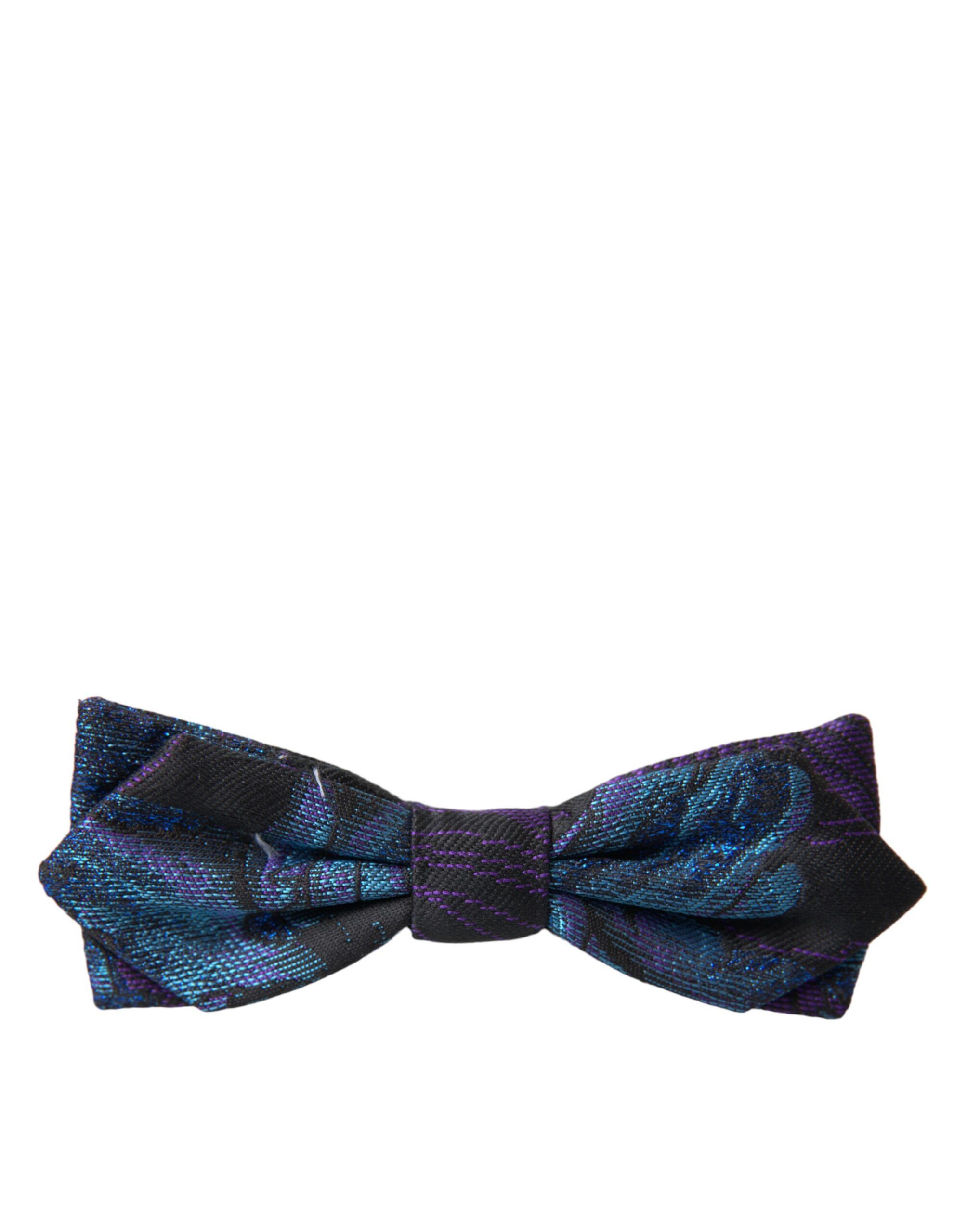 Dolce & Gabbana Black Blue Brocade Adjustable Neck Men Bow Men's Tie Size ONE SIZE - 3 Thumbnail